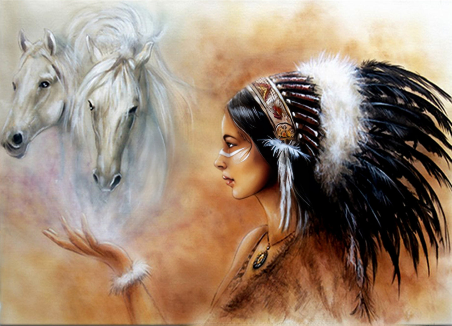 Decoupage Paper - Decoupage for Furniture - Large Size Rice Paper - Beautiful Indian Woman and White Horses