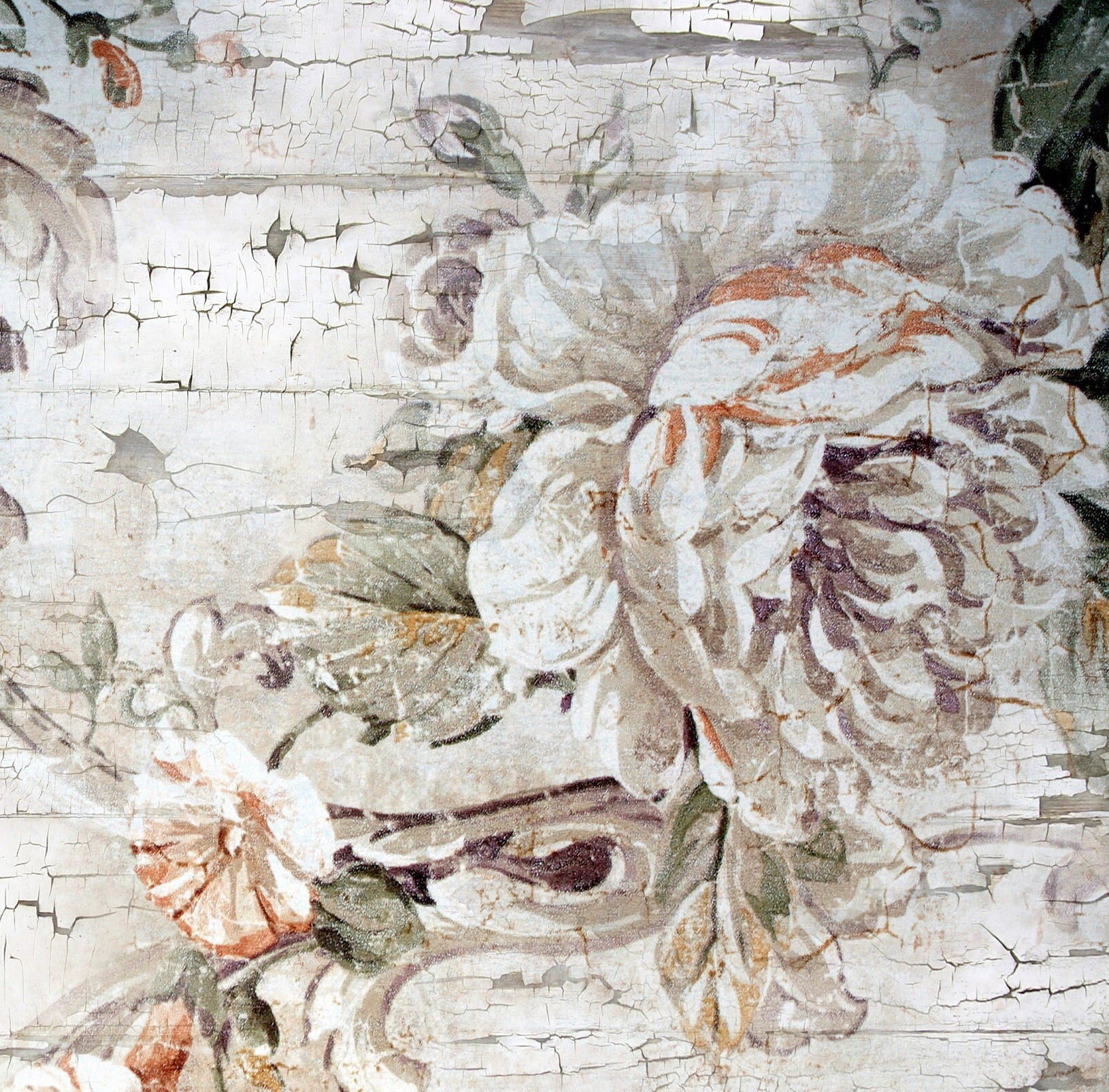 Large Decoupage Paper for Furniture - Rice Paper - Vintage - White Floral