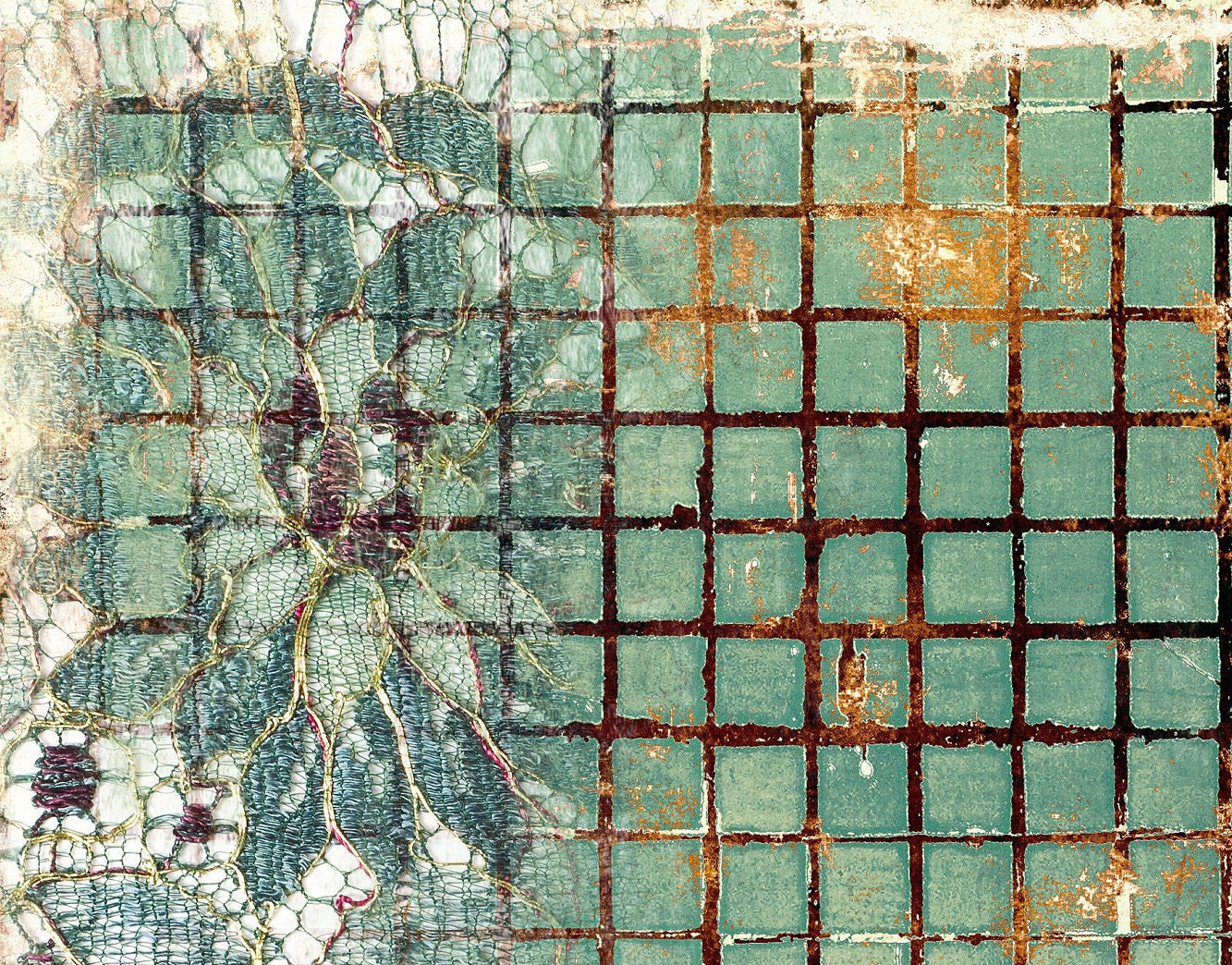 Large Decoupage for Furniture - Rice Paper - Vintage Decoupage - Floral Decoupage Paper - Rice Paper - Green Flower Tile