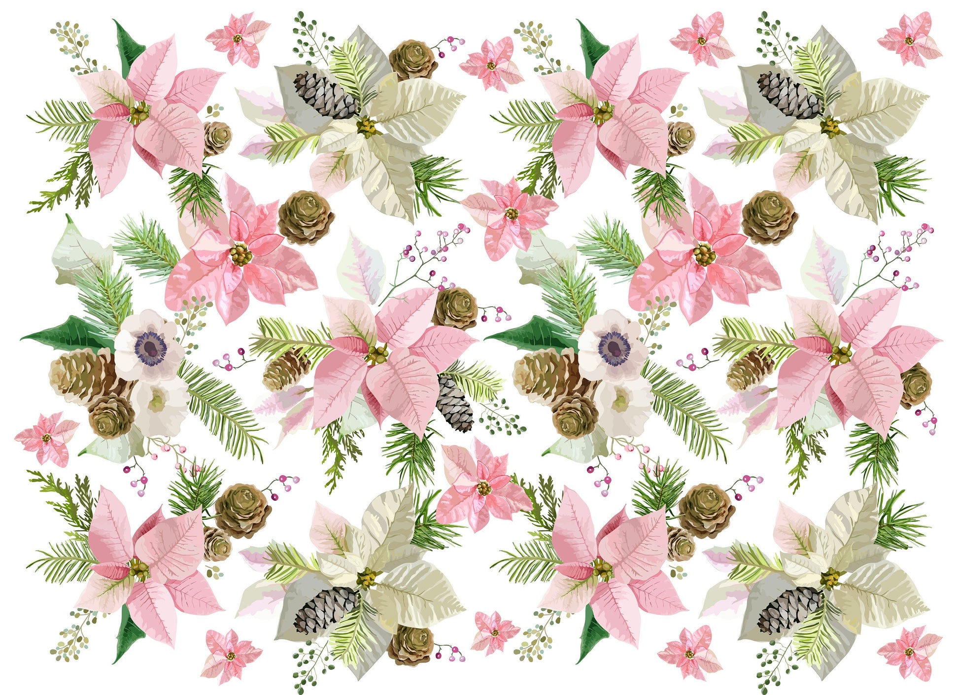 Large Decoupage for Furniture - Rice Paper - Vintage Decoupage - Floral Decoupage Paper - Rice Paper - Green Pink Flowers