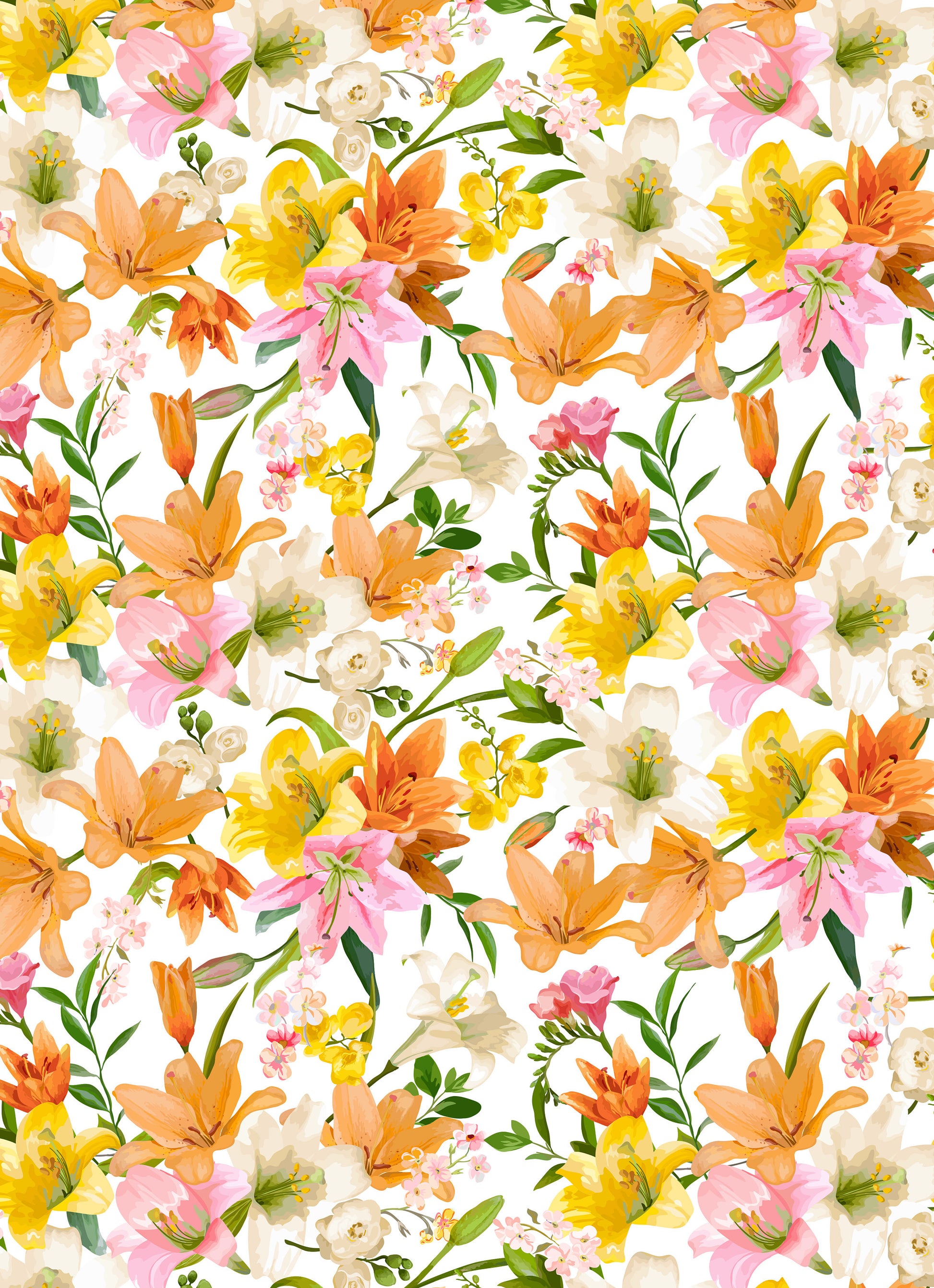 Large Decoupage for Furniture - Rice Paper - Vintage Decoupage - Floral Decoupage Paper - Rice Paper - Green Orange Pink Flowers