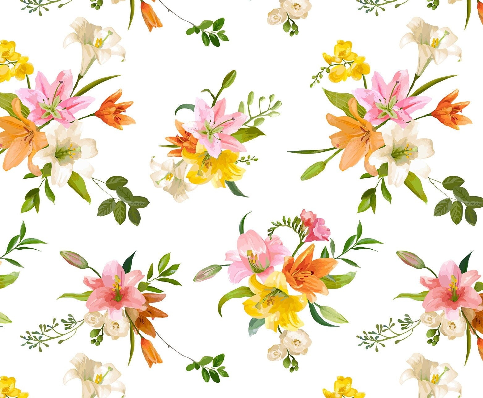 Large Decoupage for Furniture - Rice Paper - Vintage Decoupage - Floral Decoupage Paper - Rice Paper - Green Orange Pink Flowers