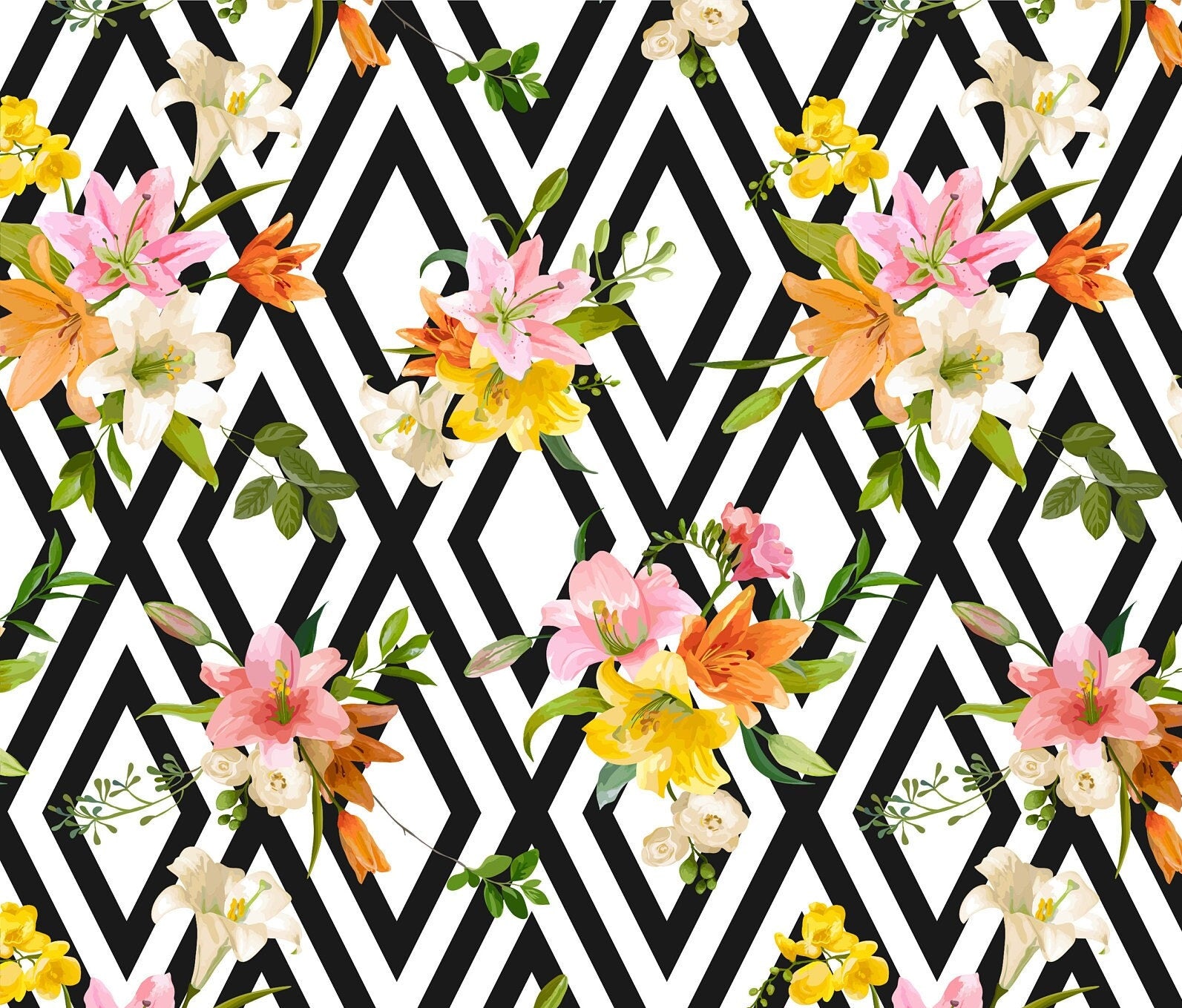 Large Decoupage for Furniture - Rice Paper - Vintage Decoupage - Floral Decoupage Paper - Rice Paper - Green Orange Pink Flowers