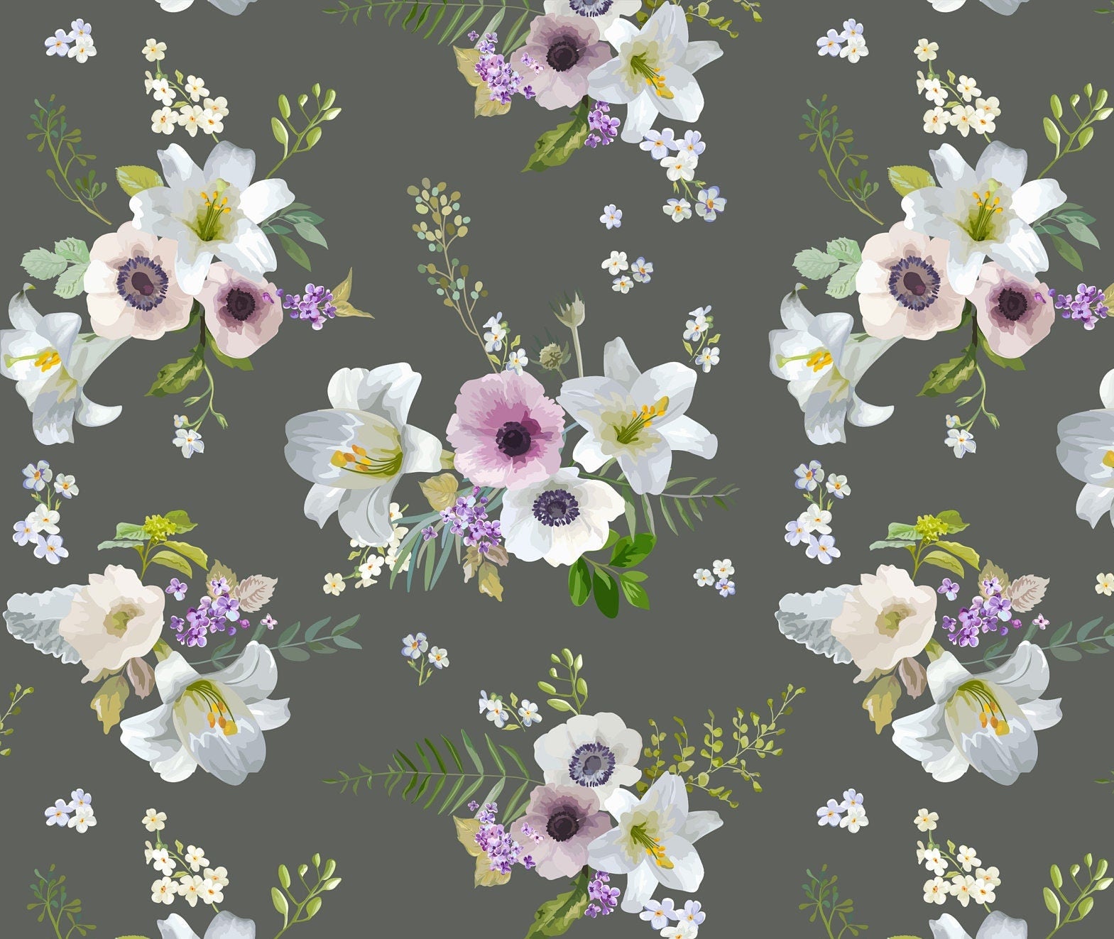 Large Decoupage for Furniture - Rice Paper - Vintage Decoupage - Floral Decoupage Paper - White Grey Pink Flowers