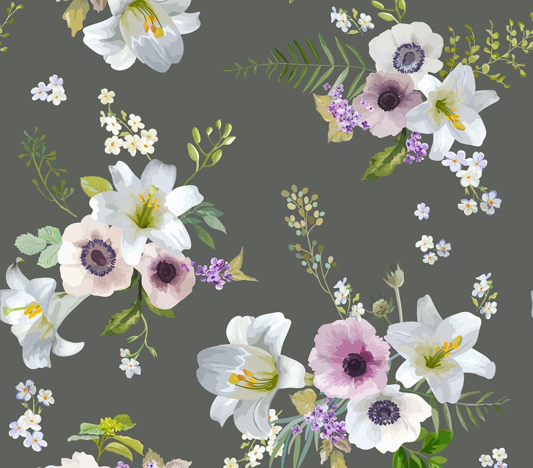 Large Decoupage for Furniture - Rice Paper - Vintage Decoupage - Floral Decoupage Paper - White Grey Pink Flowers
