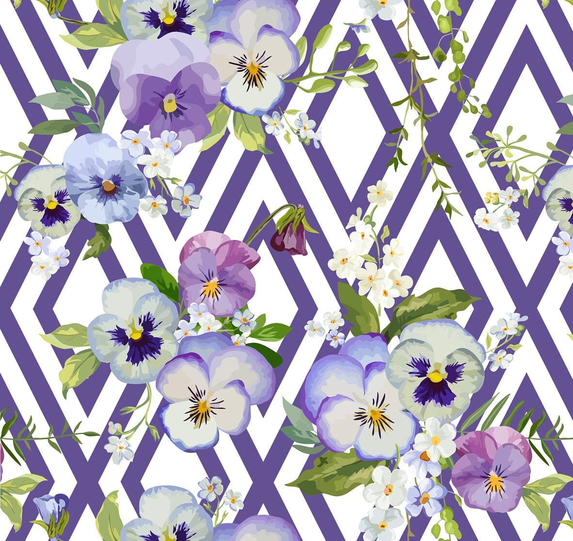 Large Decoupage for Furniture - Rice Paper - Vintage Decoupage - Floral Decoupage Paper - Purple Violet - Diamond Pattern