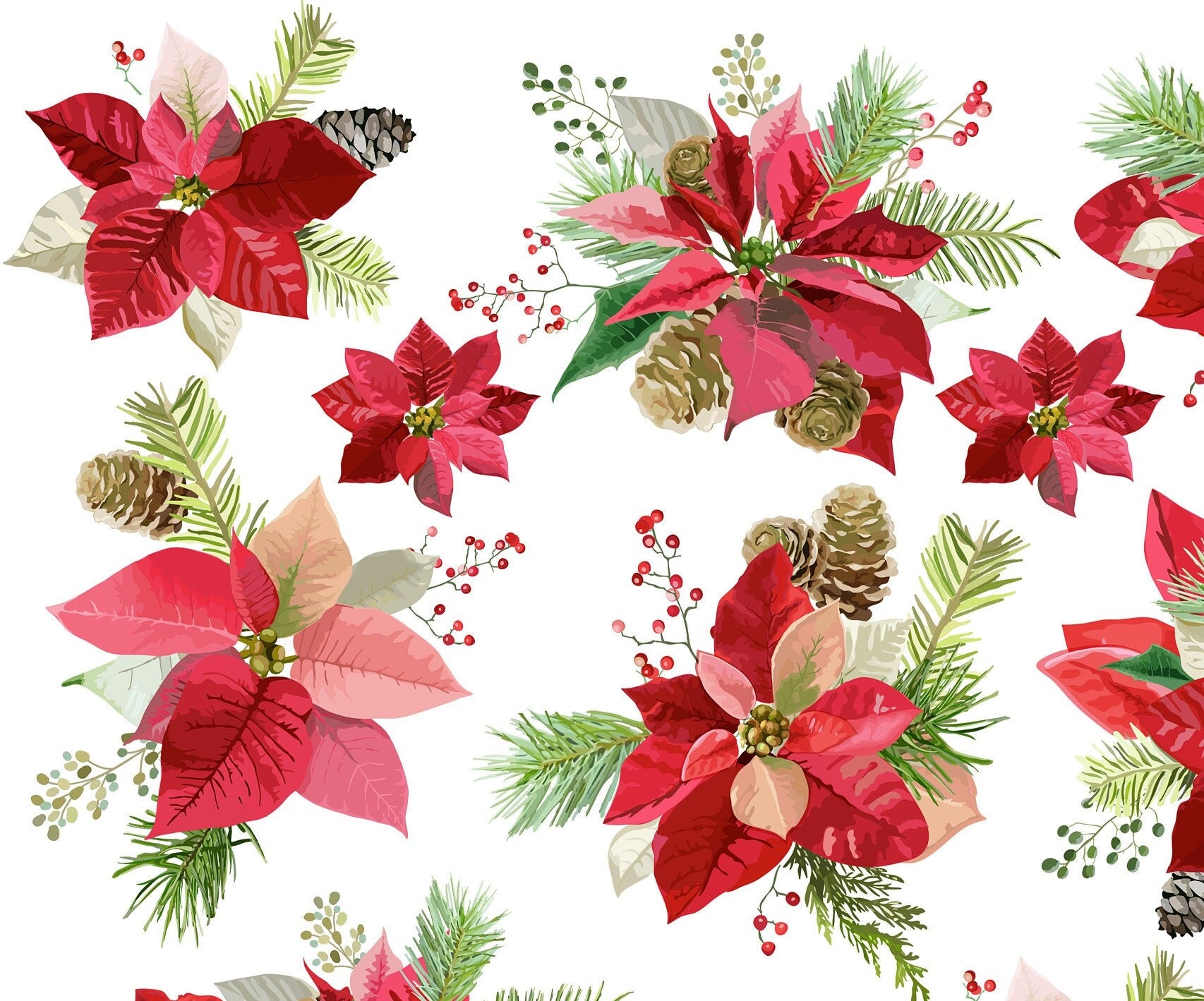 Large Decoupage for Furniture - Rice Paper - Vintage Decoupage - Floral Decoupage Paper - Red Flowers