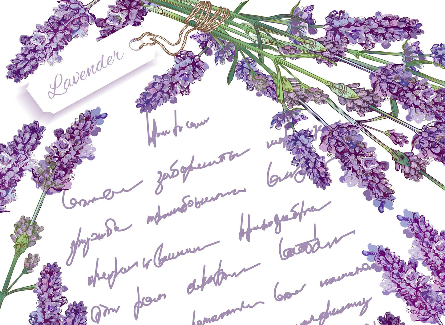 Large Decoupage for Furniture - Rice Paper - Vintage Decoupage - Floral Decoupage Paper - Purple Levander Handwrite