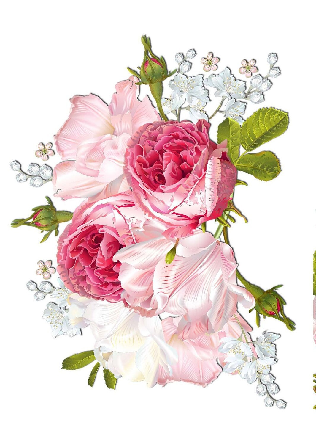 Roses - Large Decoupage for Furniture - Rice Paper - Vintage Decoupage - Floral Decoupage Paper