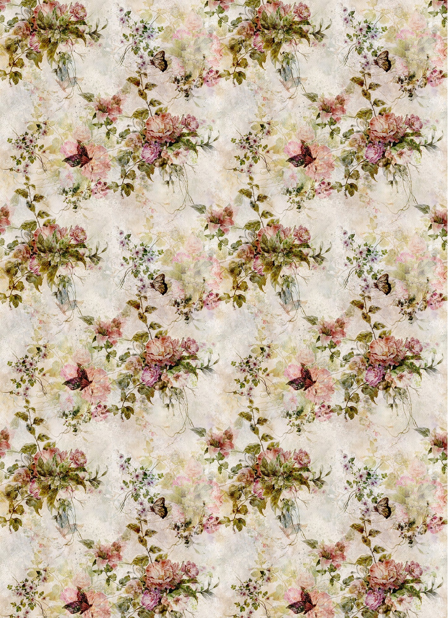Floral Decoupage Rice Paper – Large Vintage White Flowers