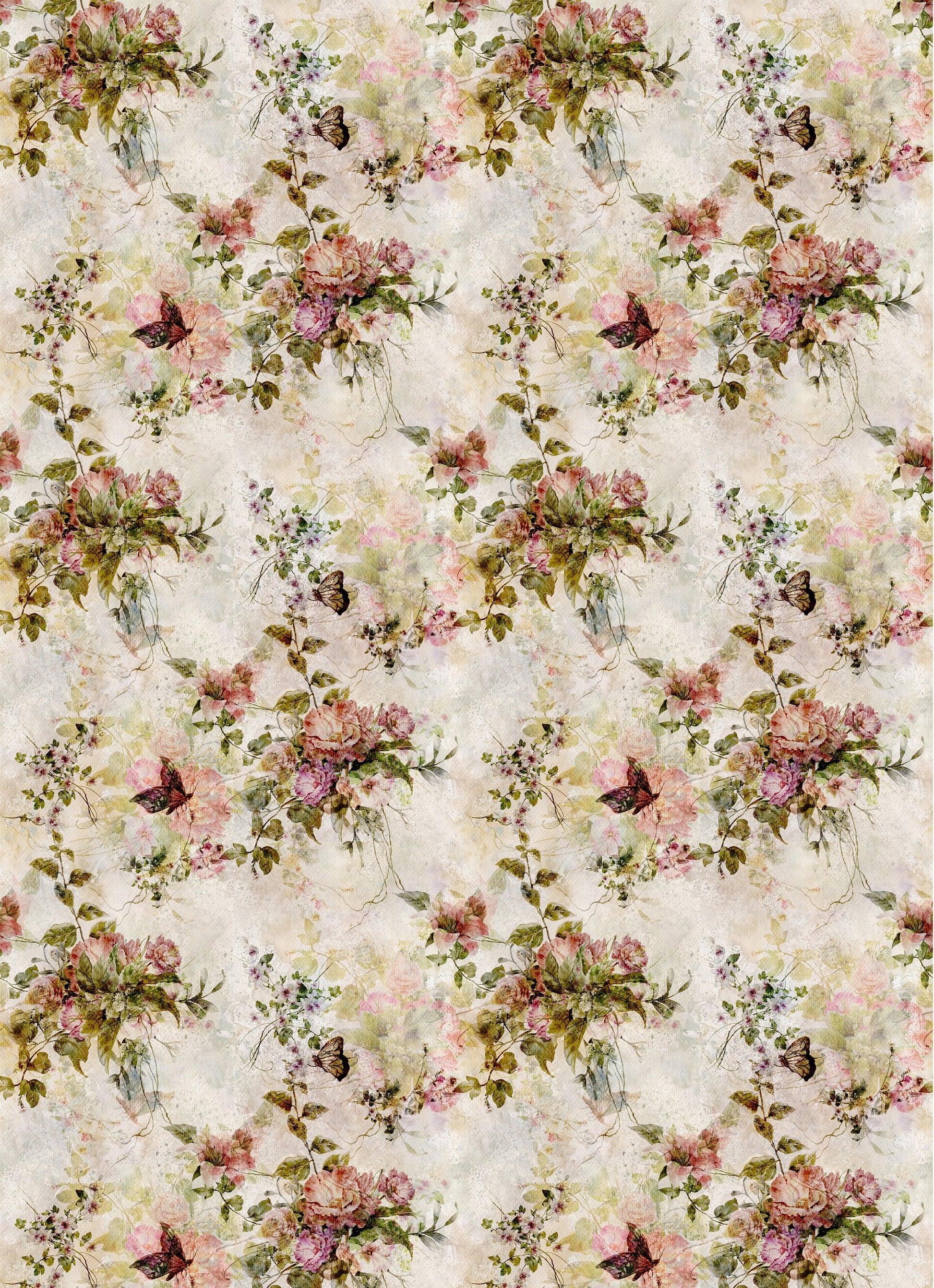 Floral Decoupage Rice Paper – Large Vintage White Flowers