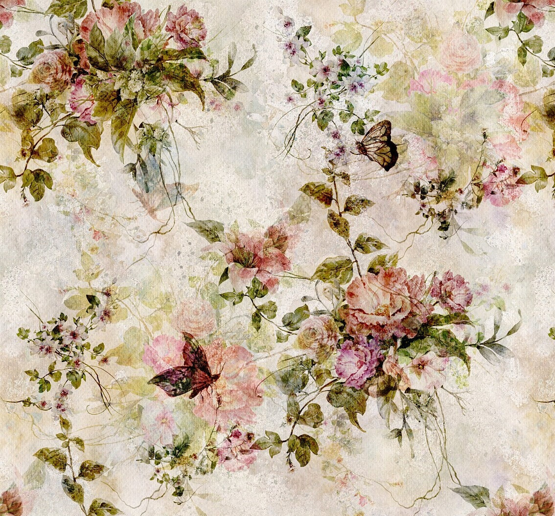 Floral Decoupage Rice Paper – Large Vintage White Flowers
