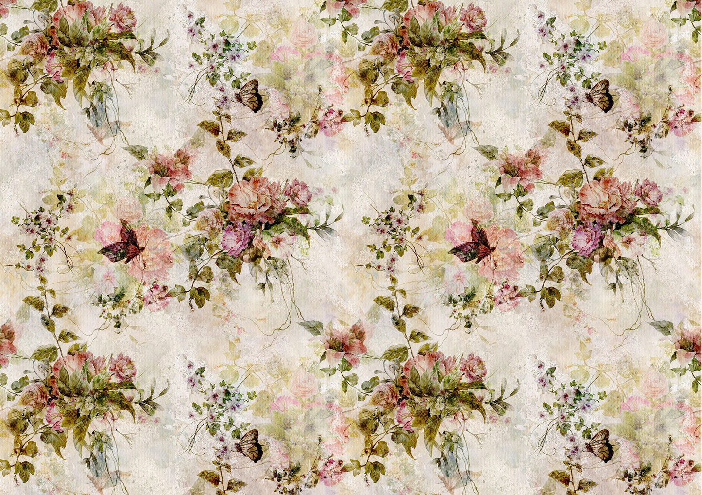 Floral Decoupage Rice Paper – Large Vintage White Flowers