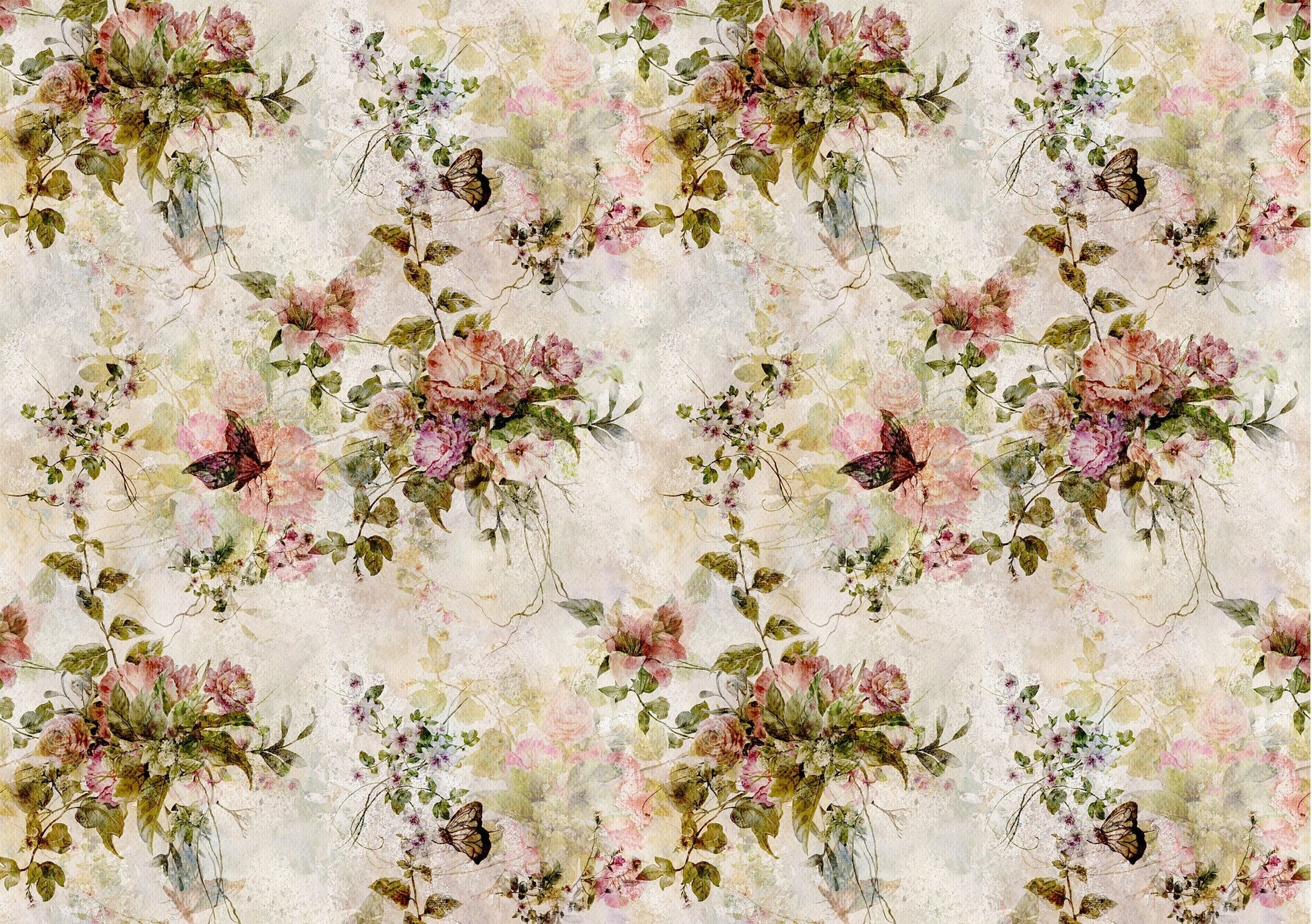 Floral Decoupage Rice Paper – Large Vintage White Flowers