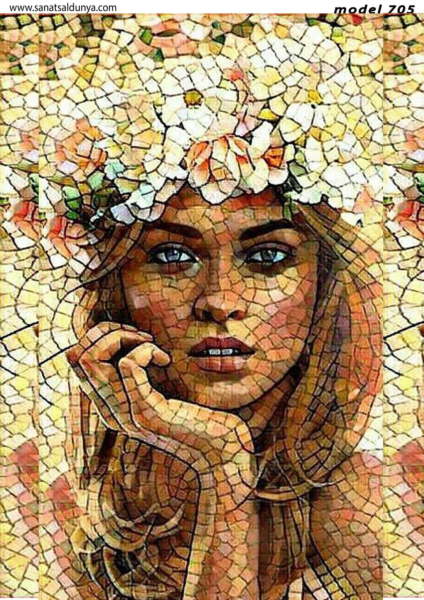 Decoupage Paper - Decoupage for Furniture - Large Size Rice Paper - Beautiful Woman Floral Hair Daisy