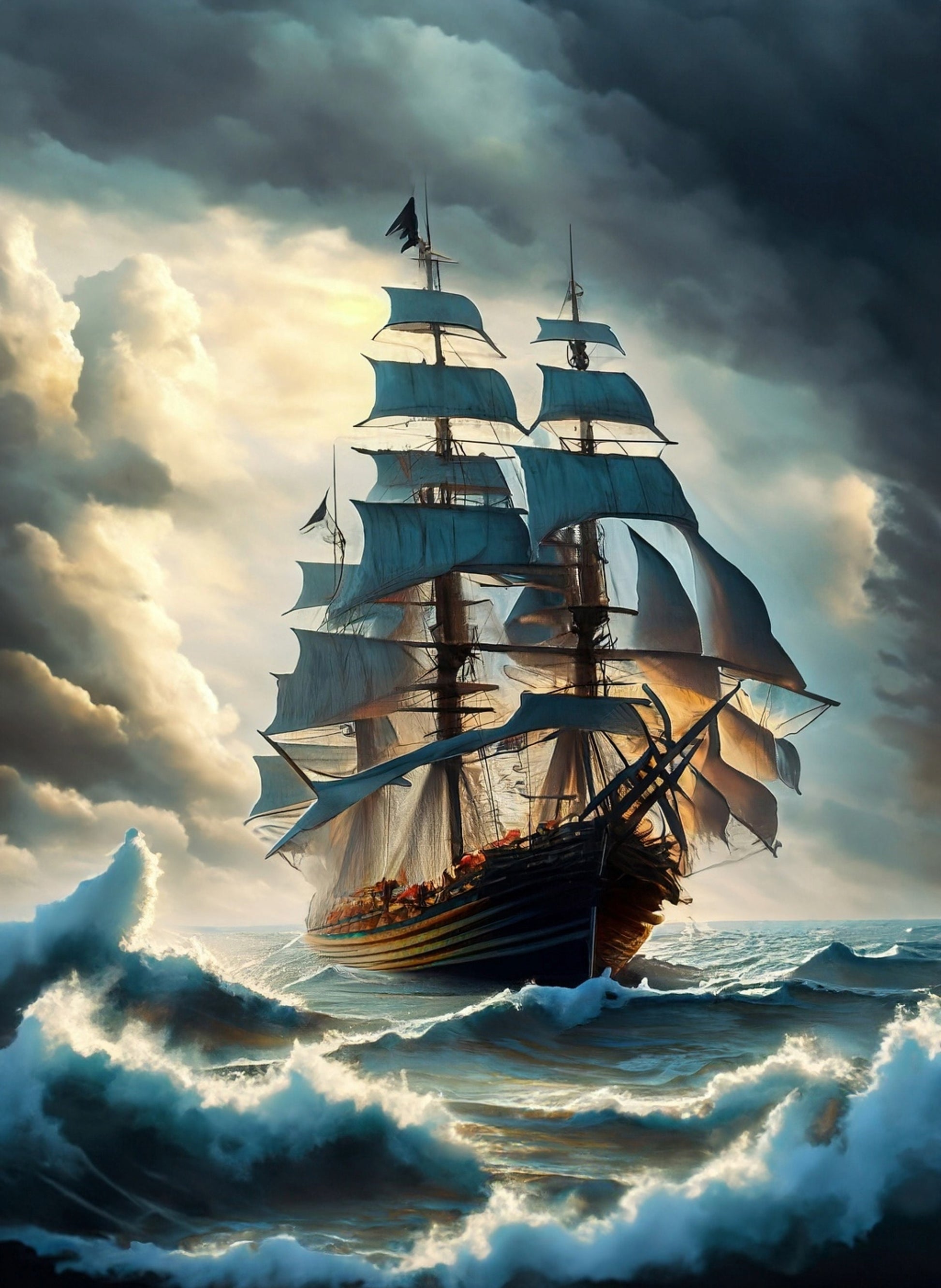 Sailing Ships - Furniture Decoupage Paper - Large Rice Paper - Decoupage Rice Paper - Ocean Waves
