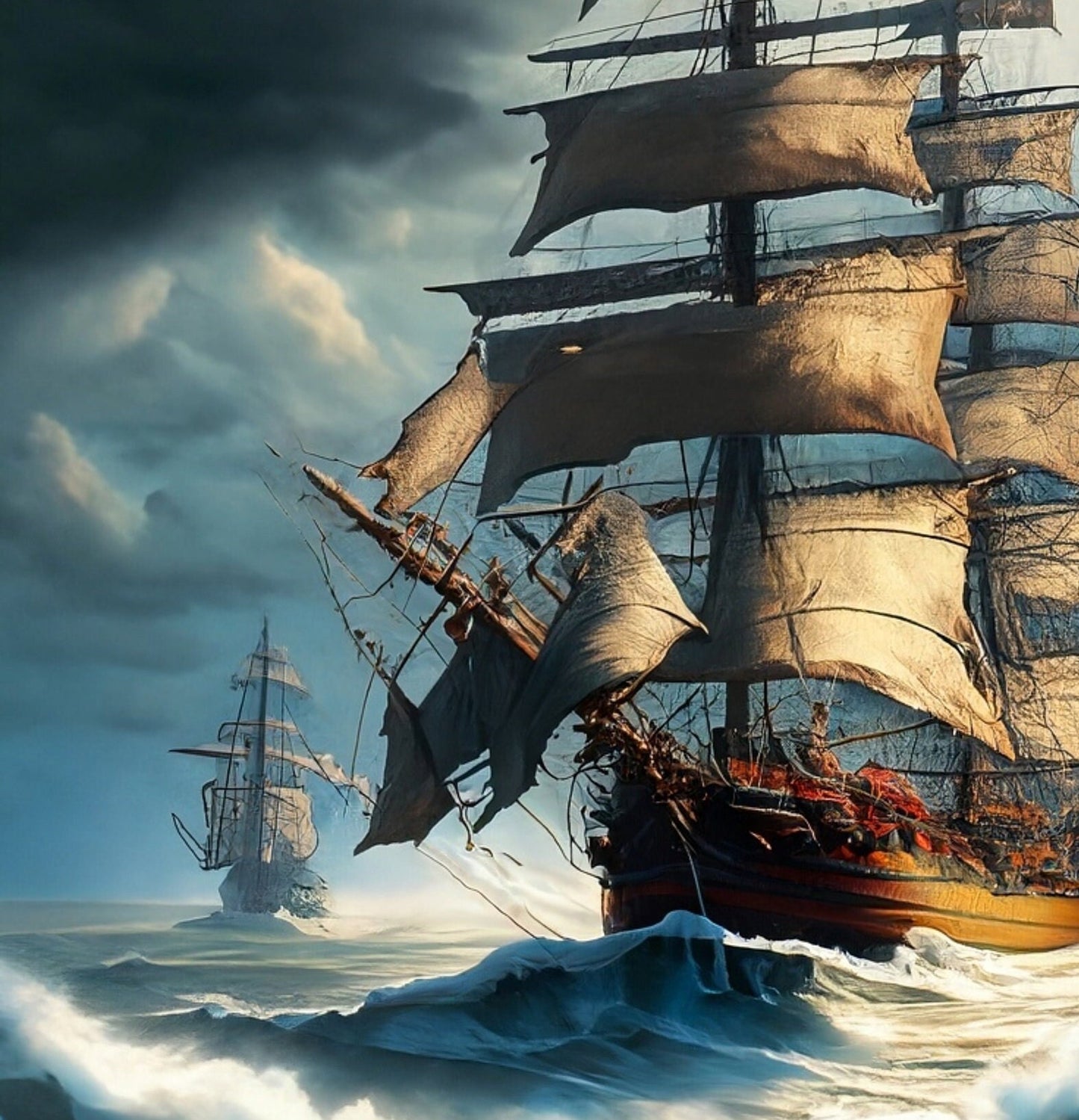 Sailing Ships - Furniture Decoupage Paper - Large Rice Paper - Decoupage Rice Paper - Ocean Waves