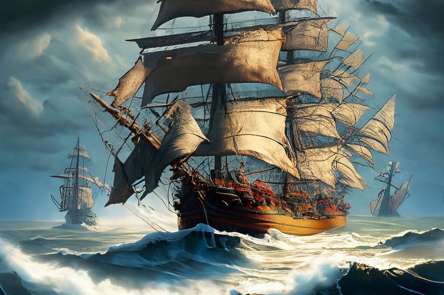Sailing Ships - Furniture Decoupage Paper - Large Rice Paper - Decoupage Rice Paper - Ocean Waves