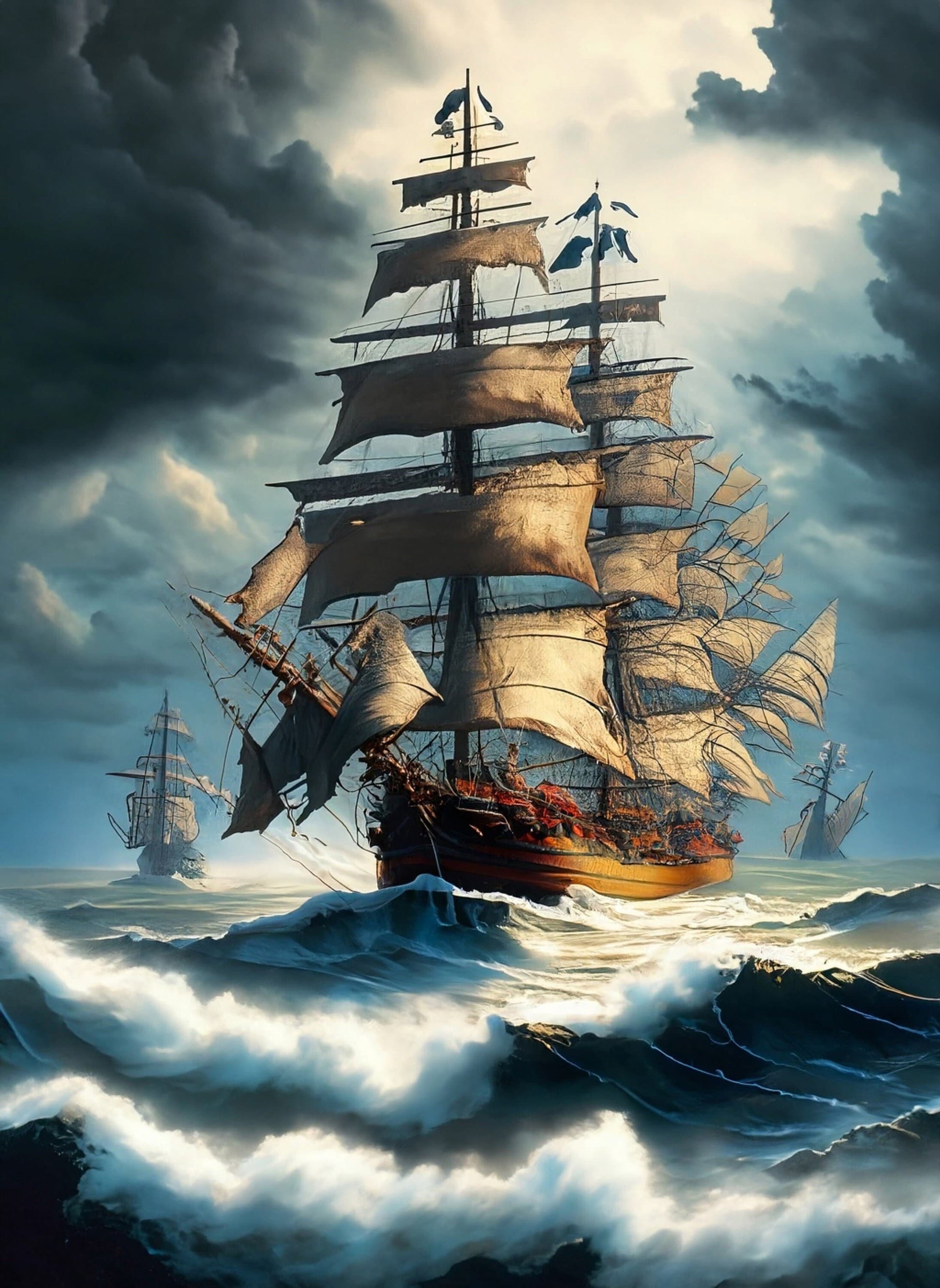 Sailing Ships - Furniture Decoupage Paper - Large Rice Paper - Decoupage Rice Paper - Ocean Waves