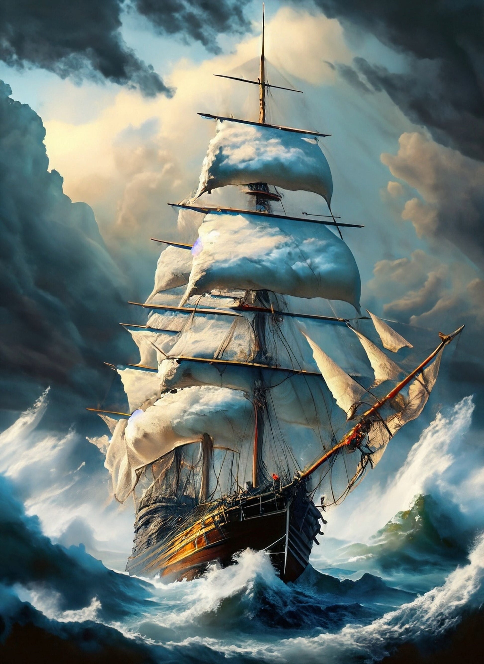 Sailing Ships - Furniture Decoupage Paper - Large Rice Paper - Decoupage Rice Paper - Ocean Waves