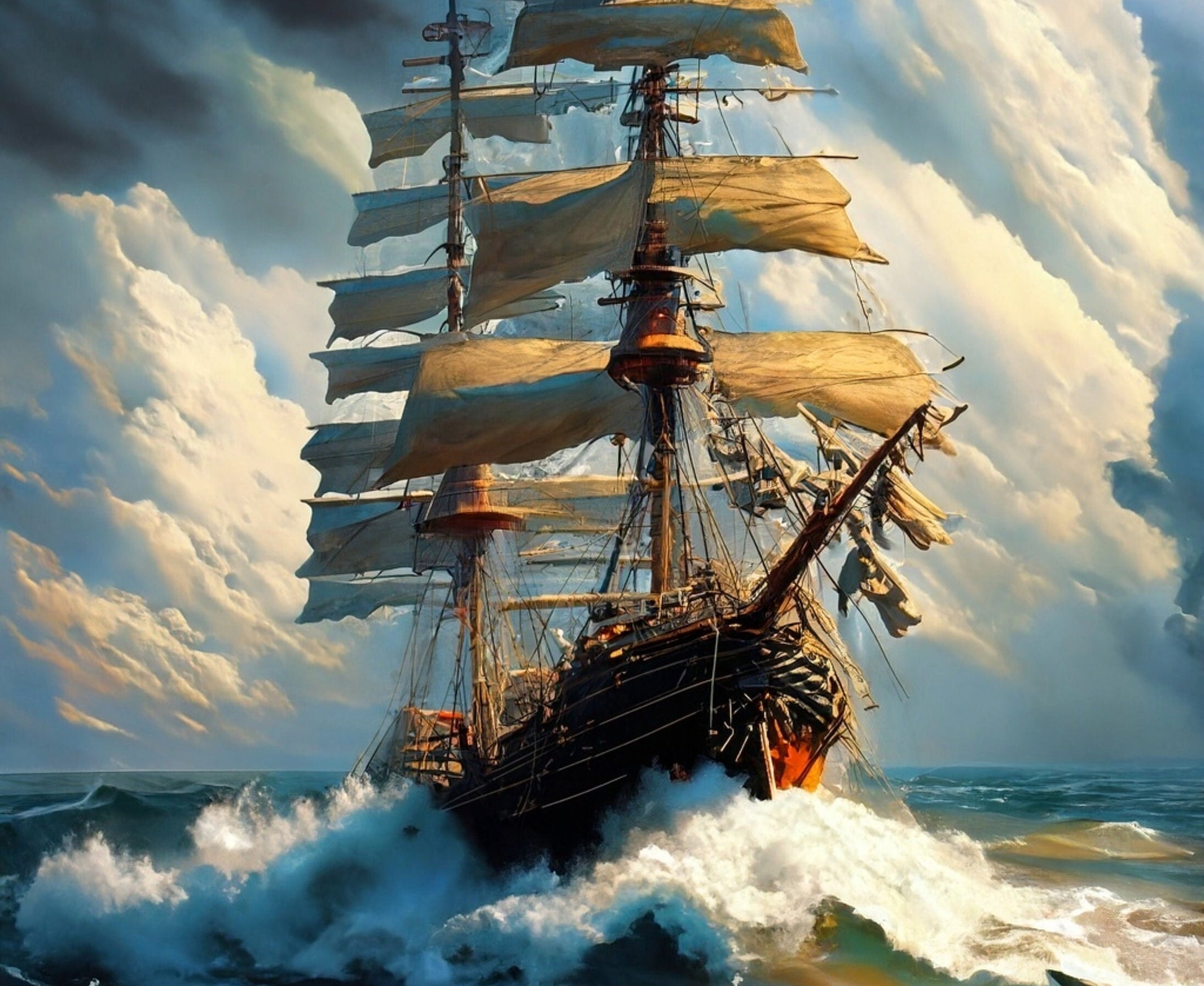 Sailing Ships - Furniture Decoupage Paper - Large Rice Paper - Decoupage Rice Paper - Ocean Waves