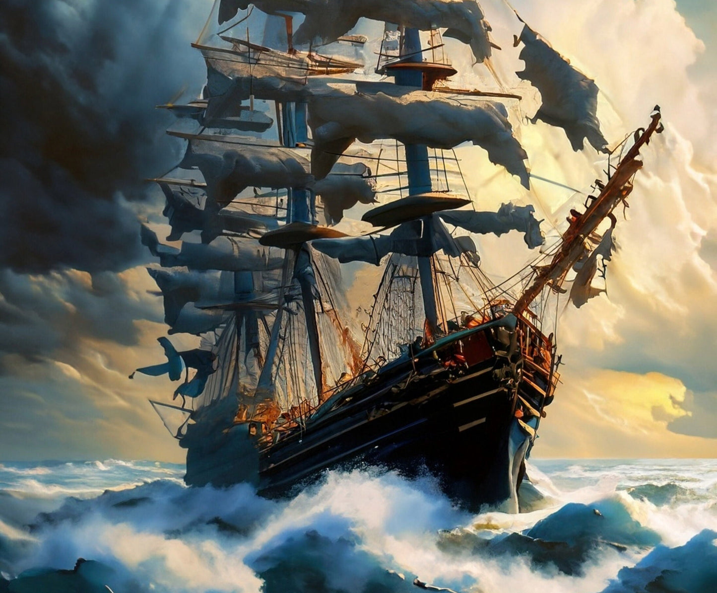 Sailing Ships - Furniture Decoupage Paper - Large Rice Paper - Decoupage Rice Paper - Ocean Waves