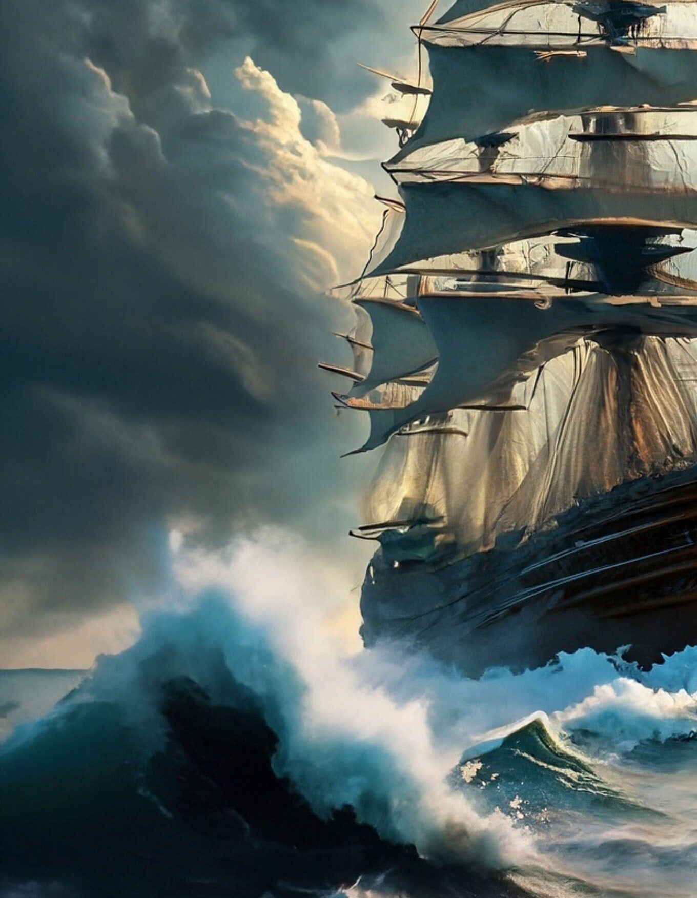 Sailing Ships - Furniture Decoupage Paper - Large Rice Paper - Decoupage Rice Paper - Ocean Waves