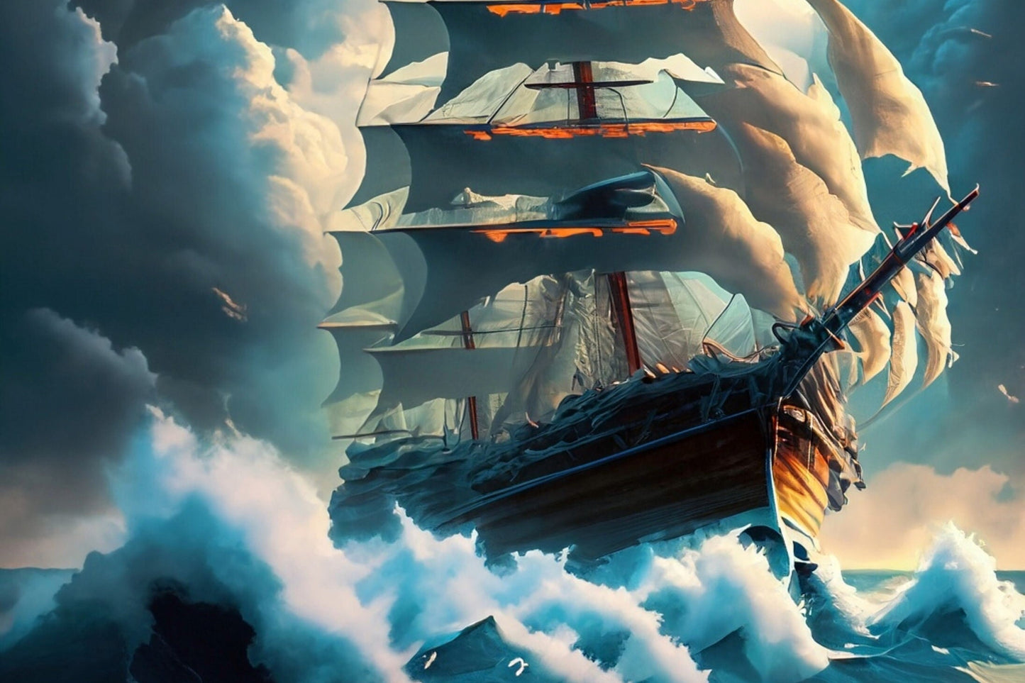 Sailing Ships - Furniture Decoupage Paper - Large Rice Paper - Decoupage Rice Paper - Ocean Waves