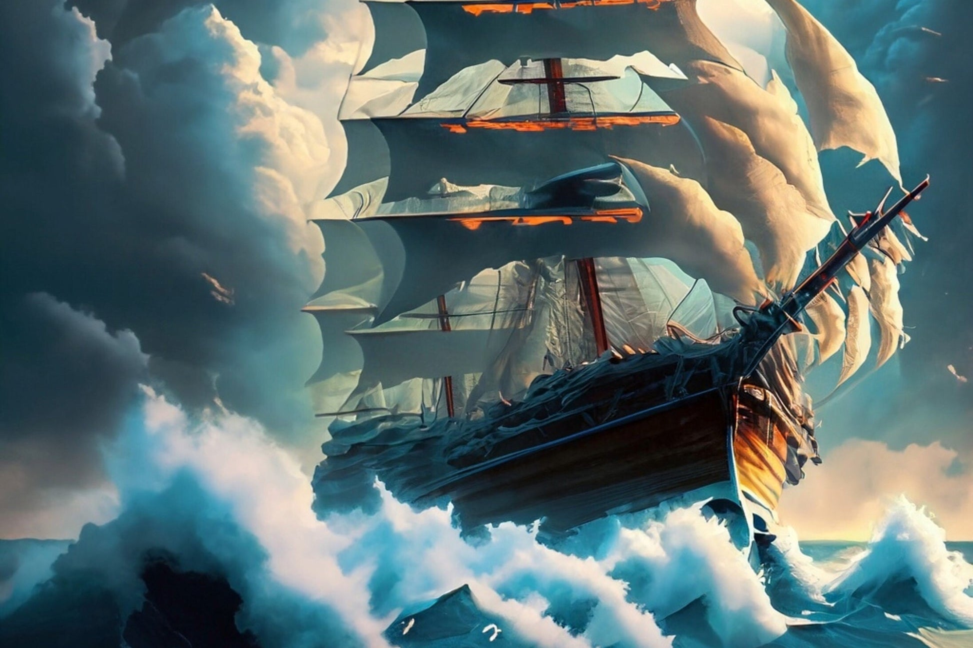 Sailing Ships - Furniture Decoupage Paper - Large Rice Paper - Decoupage Rice Paper - Ocean Waves