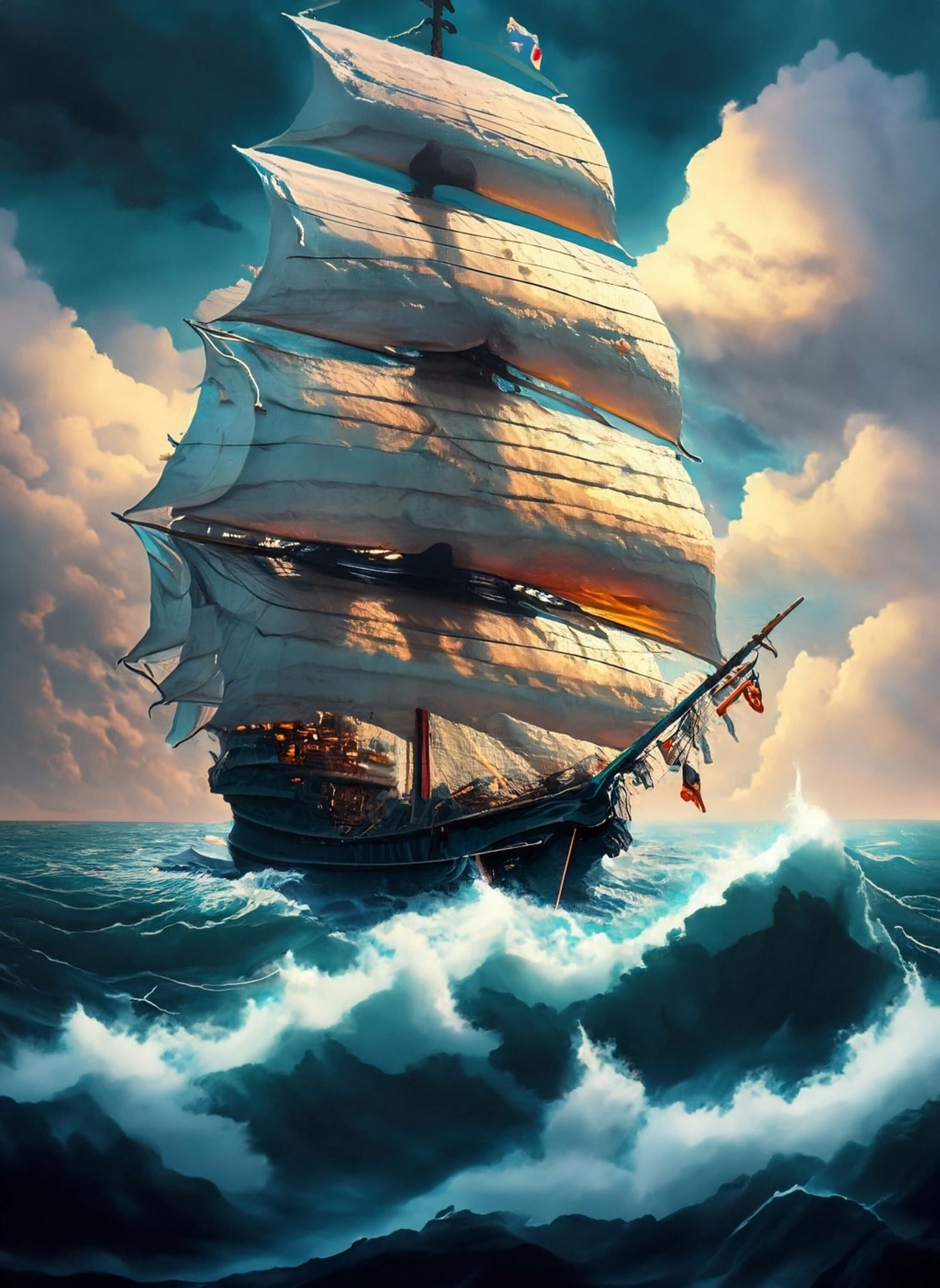 Sailing Ships - Furniture Decoupage Paper - Large Rice Paper - Decoupage Rice Paper - Ocean Waves