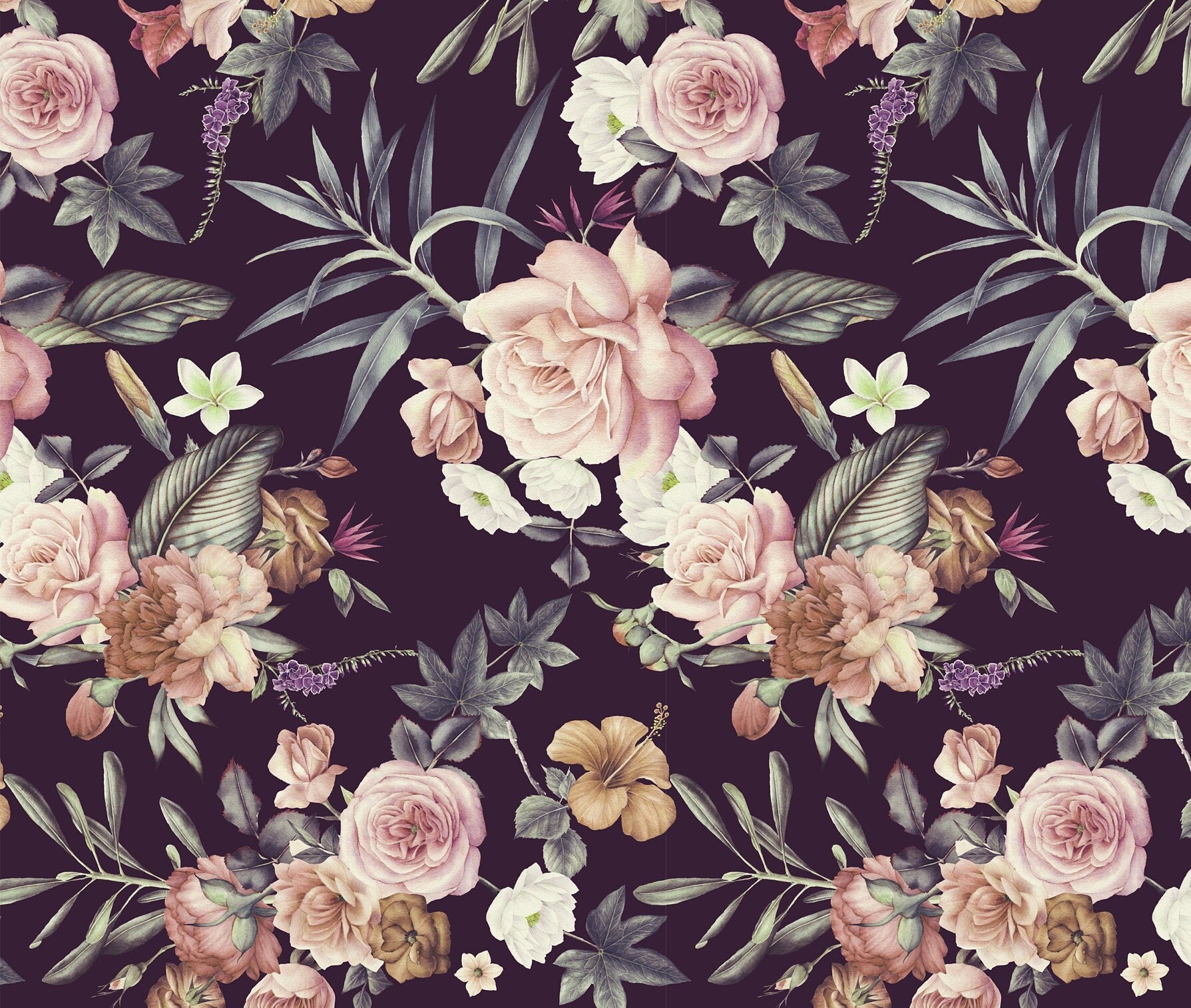 Large Decoupage for Furniture - Rice Paper - Vintage Decoupage - Floral Decoupage Paper - Dark Background