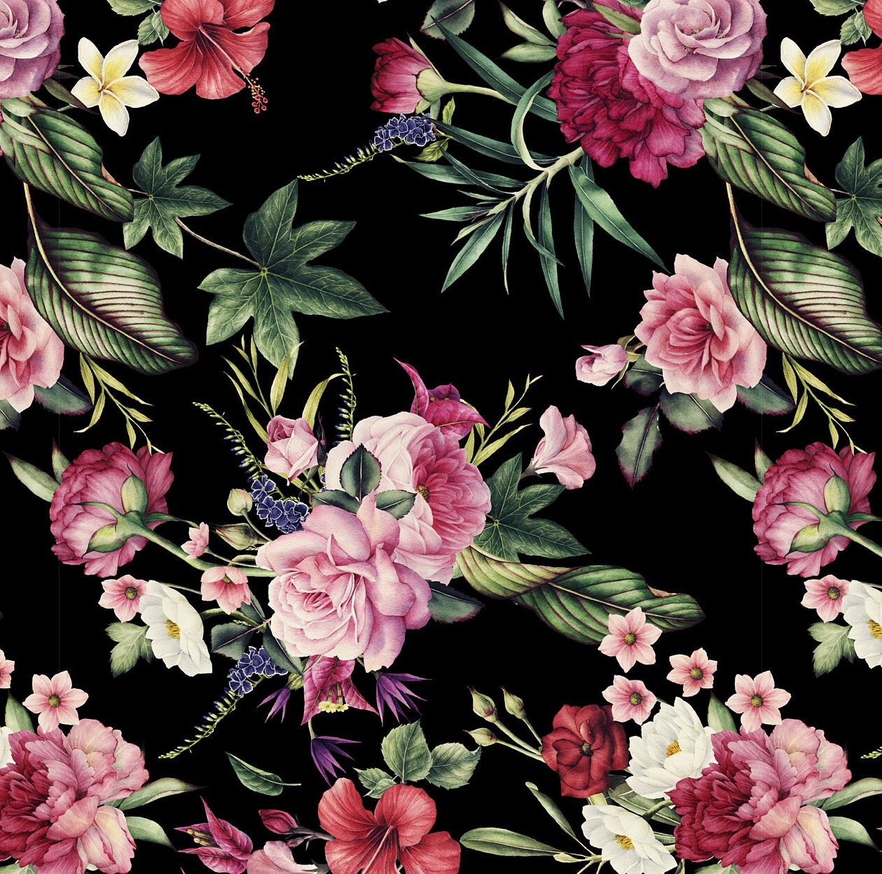 Large Decoupage for Furniture - Rice Paper - Vintage Decoupage - Floral Decoupage Paper - Dark Spring Flowers