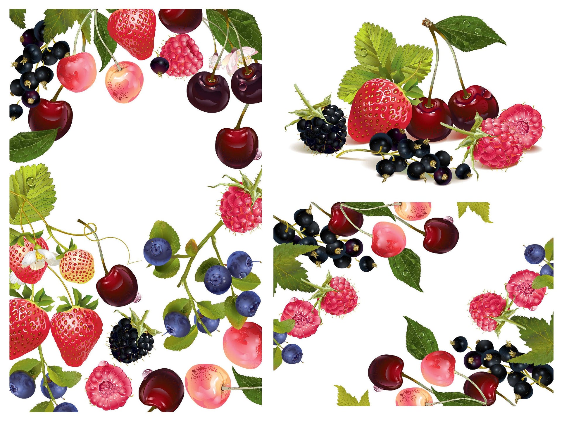 Large Decoupage for Furniture - Rice Paper - Vintage Decoupage - Floral Decoupage Paper - Summer Fruit Strawberry Cherry