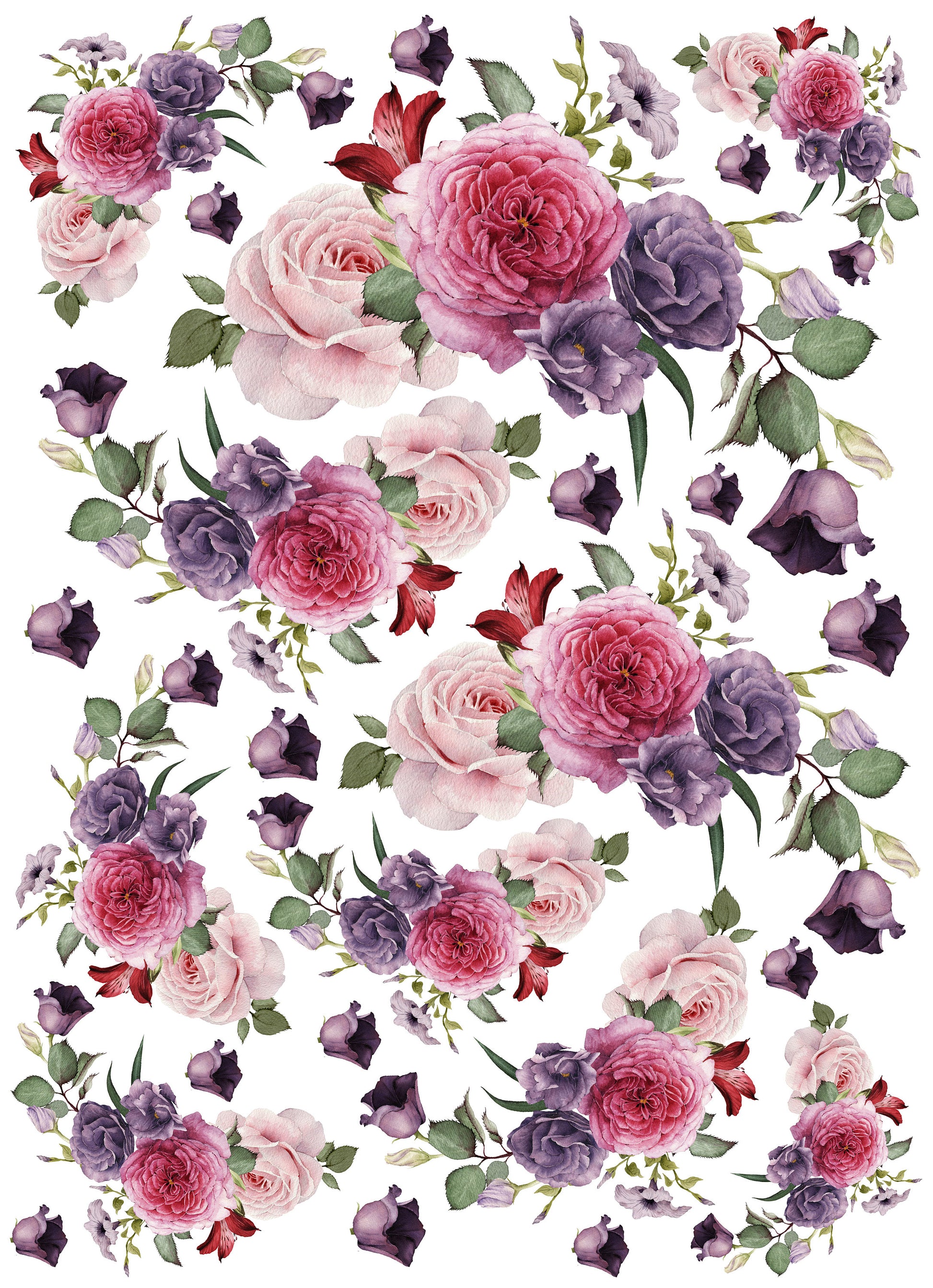 Large Decoupage for Furniture - Rice Paper - Vintage Decoupage - Floral Decoupage Paper - Roses