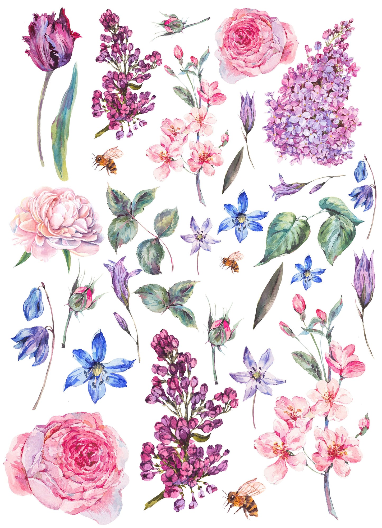 Large Decoupage for Furniture - Rice Paper - Vintage Decoupage - Floral Decoupage Paper - Shabby Chic Flowers
