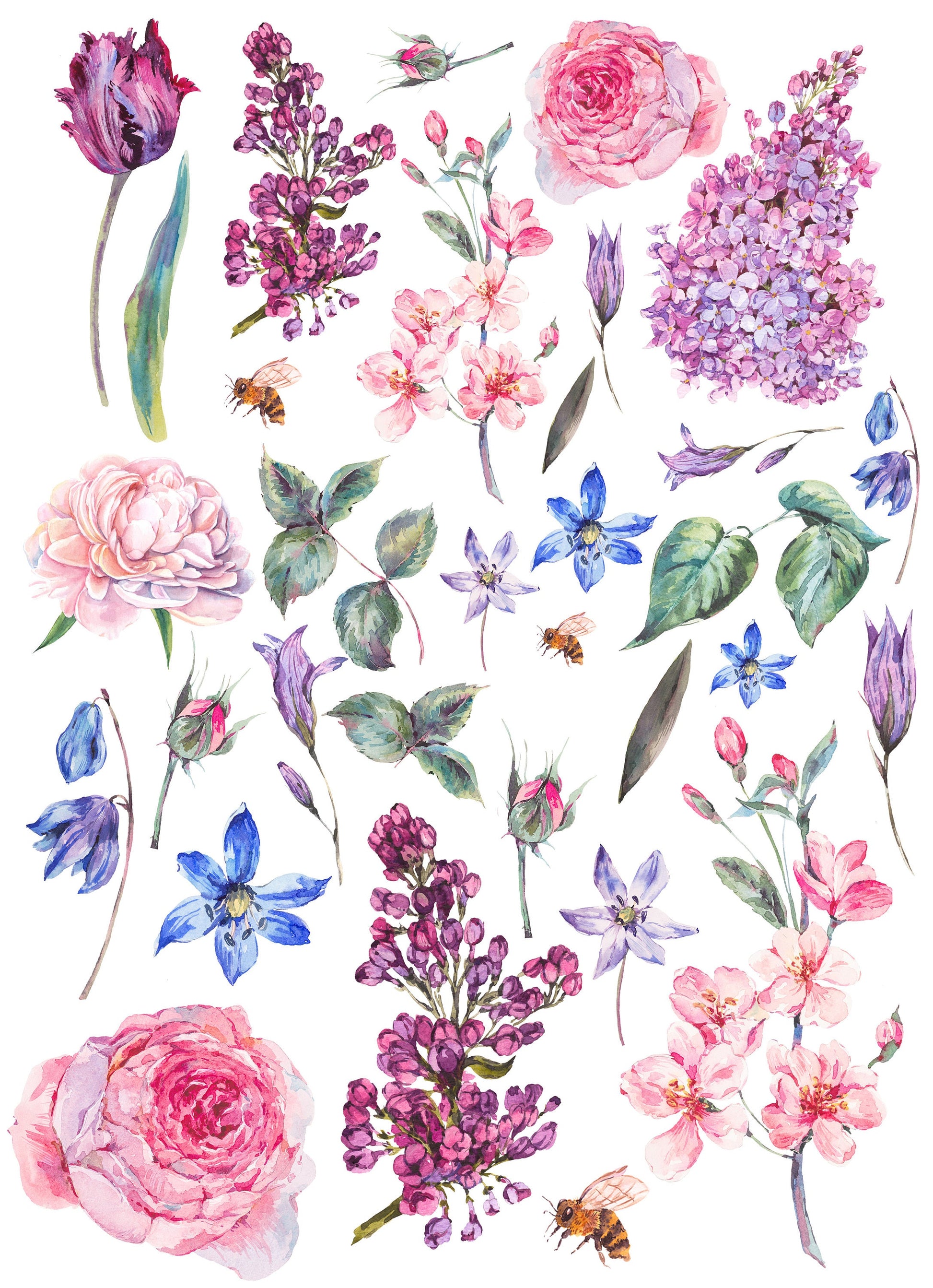 Large Decoupage for Furniture - Rice Paper - Vintage Decoupage - Floral Decoupage Paper - Shabby Chic Flowers
