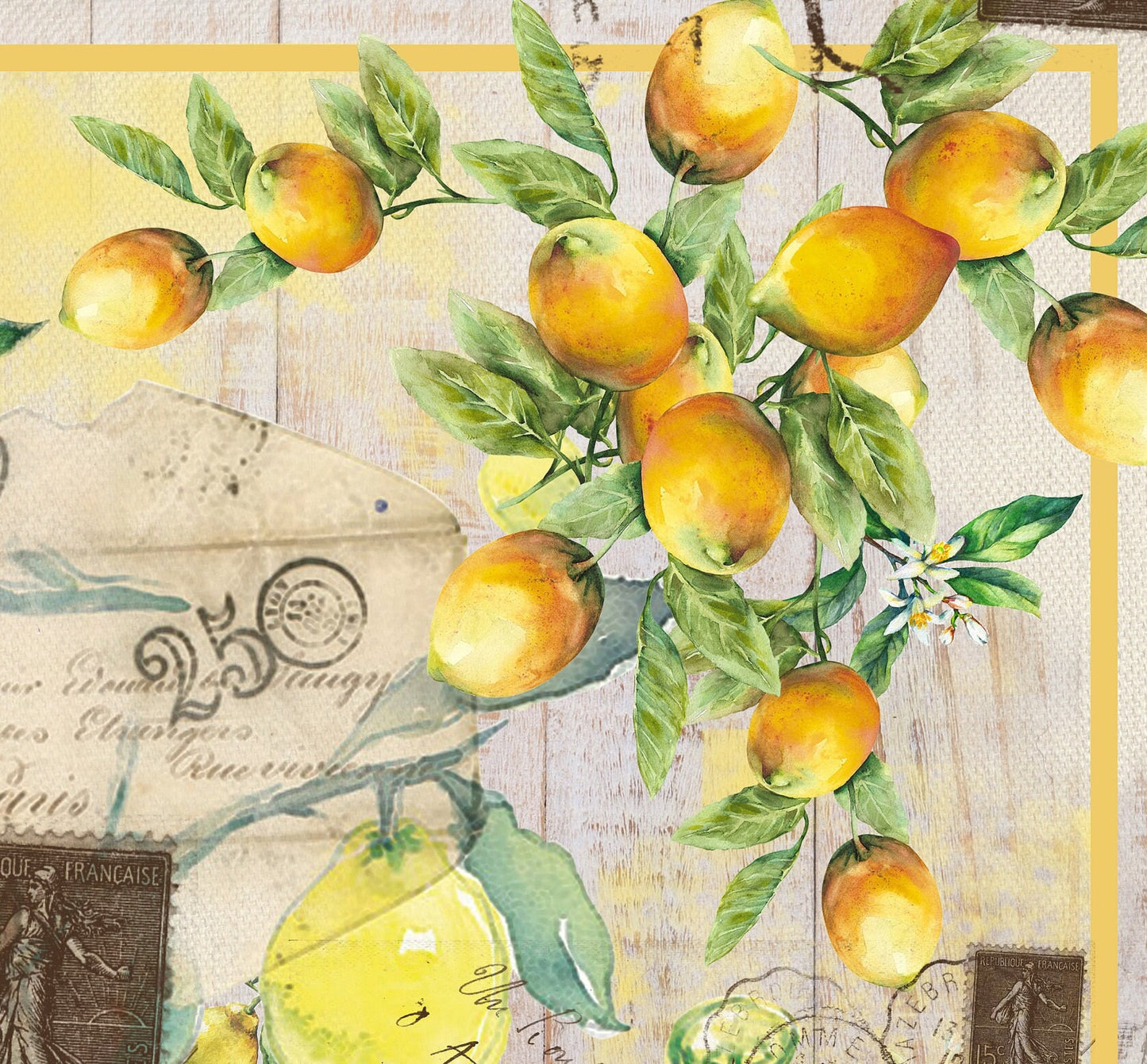 Large Decoupage for Furniture - Rice Paper - Vintage Decoupage - Floral Decoupage Paper - Lemons