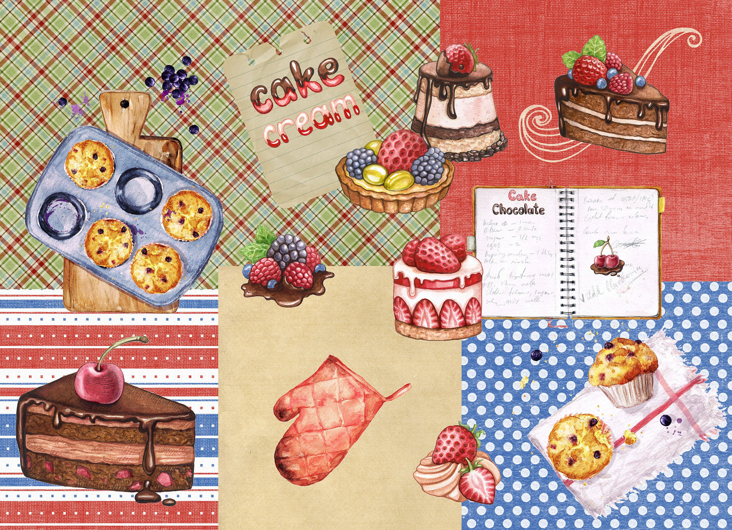 Large Decoupage for Furniture - Rice Paper - Vintage Decoupage - Floral Decoupage Paper - Cake Berry Muffin