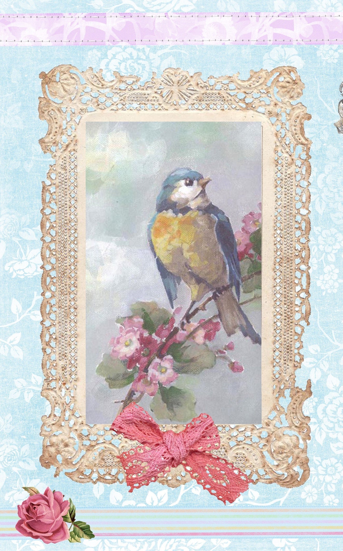 Large Decoupage for Furniture - Rice Paper - Vintage Decoupage - Floral Decoupage Paper - Birds Flowers