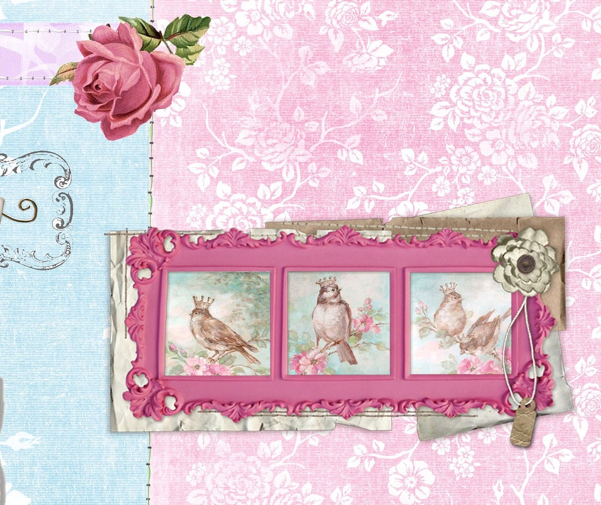 Large Decoupage for Furniture - Rice Paper - Vintage Decoupage - Floral Decoupage Paper - Birds Flowers