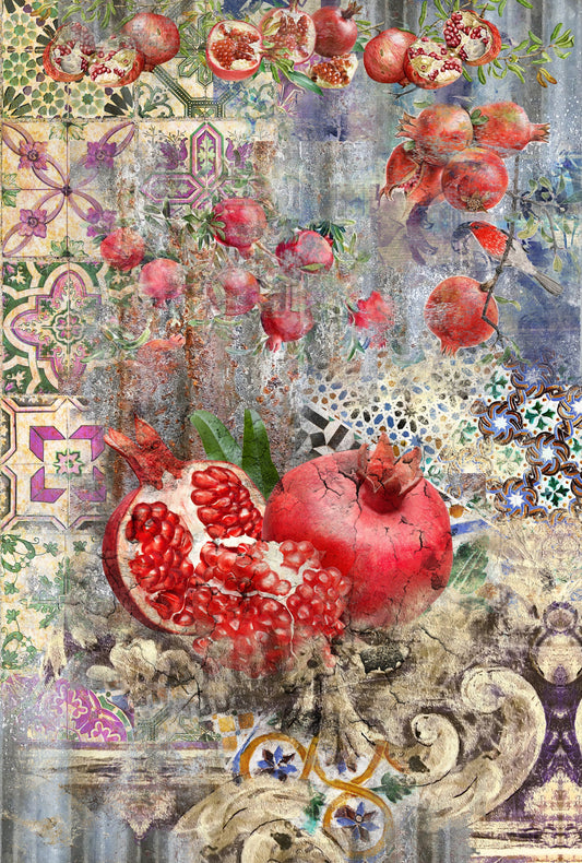 Pomegranate decoupage paper
