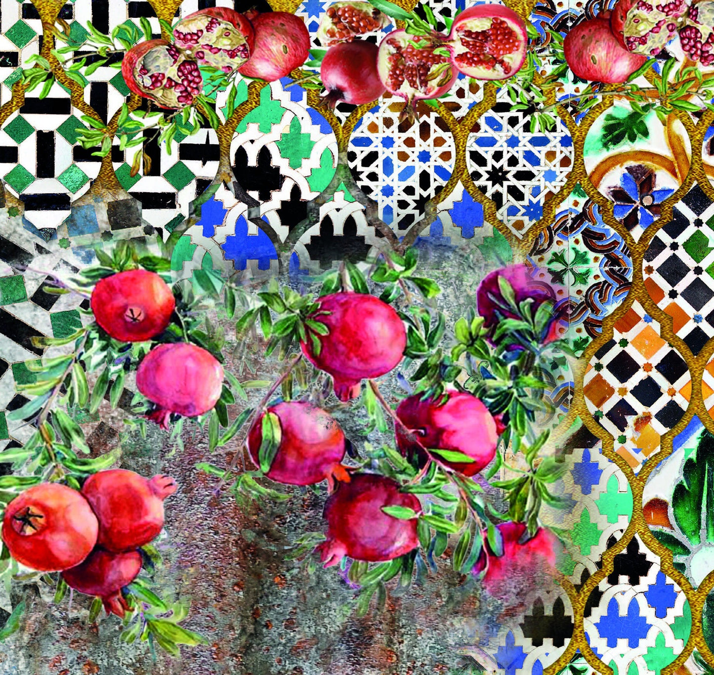 Large Decoupage for Furniture - Rice Paper - Vintage Decoupage - Floral Decoupage Paper - Pomegranate Fruit
