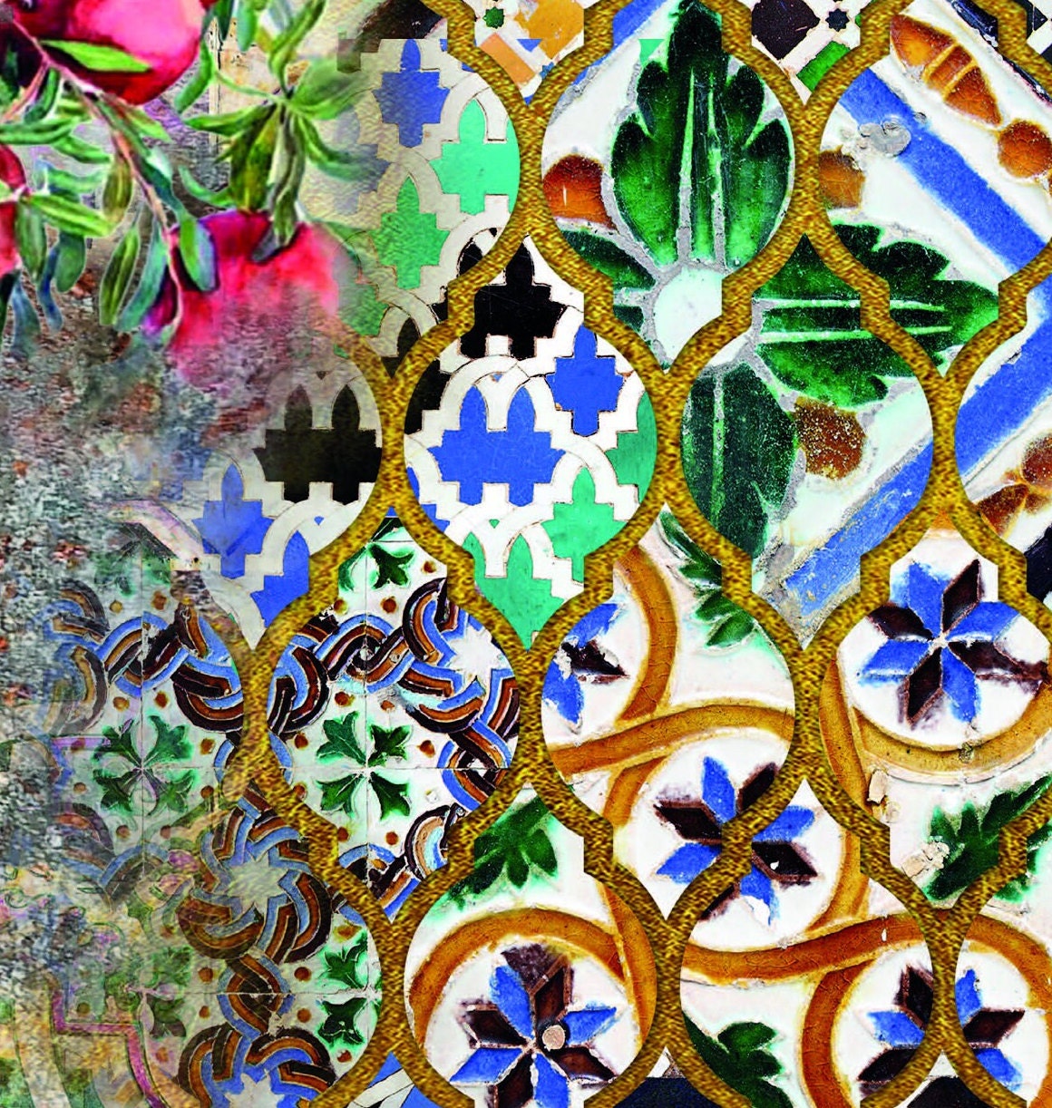 Large Decoupage for Furniture - Rice Paper - Vintage Decoupage - Floral Decoupage Paper - Pomegranate Fruit