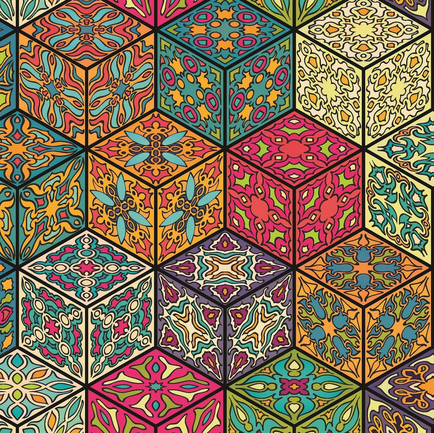Large Decoupage for Furniture - Rice Paper - Vintage Decoupage - Floral Decoupage Paper - Authentic Pattern Tile - Colorful Mandala