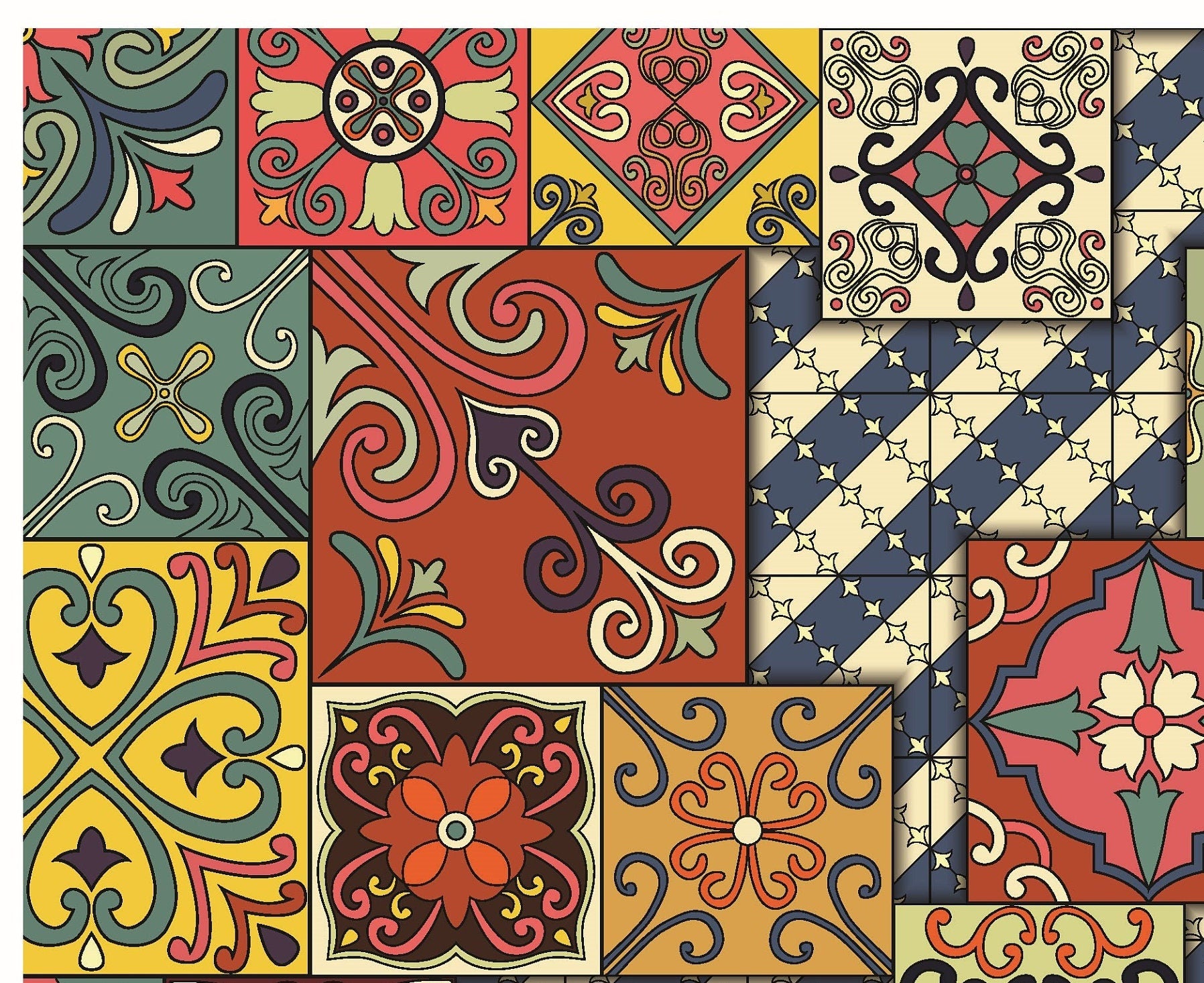 Large Decoupage for Furniture - Rice Paper - Vintage Decoupage - Floral Decoupage Paper - Authentic Pattern Tile - Moroccon