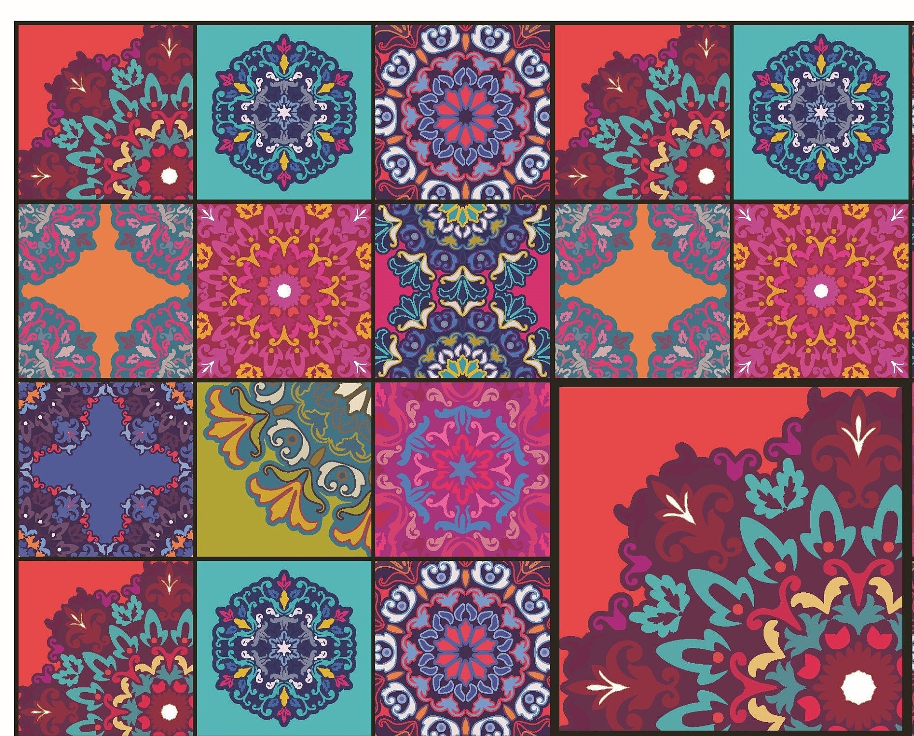 Large Decoupage for Furniture - Rice Paper - Vintage Decoupage - Floral Decoupage Paper - Authentic Mandala Pattern - Moroccon
