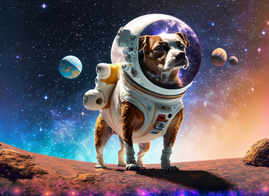 Large Decoupage Paper for Furniture - Rice Paper for Decoupage - Galactic Dog - Decoupage Paper - Colorful Planets and Stars - Astronaut