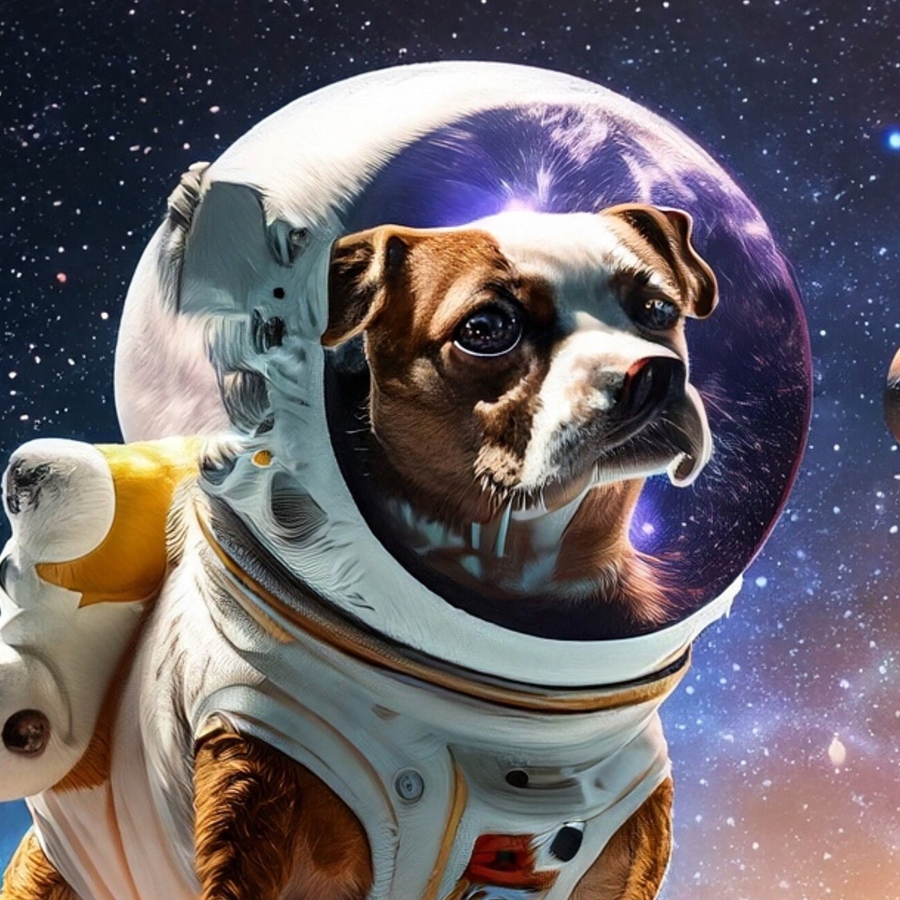 Large Decoupage Paper for Furniture - Rice Paper for Decoupage - Galactic Dog - Decoupage Paper - Colorful Planets and Stars - Astronaut