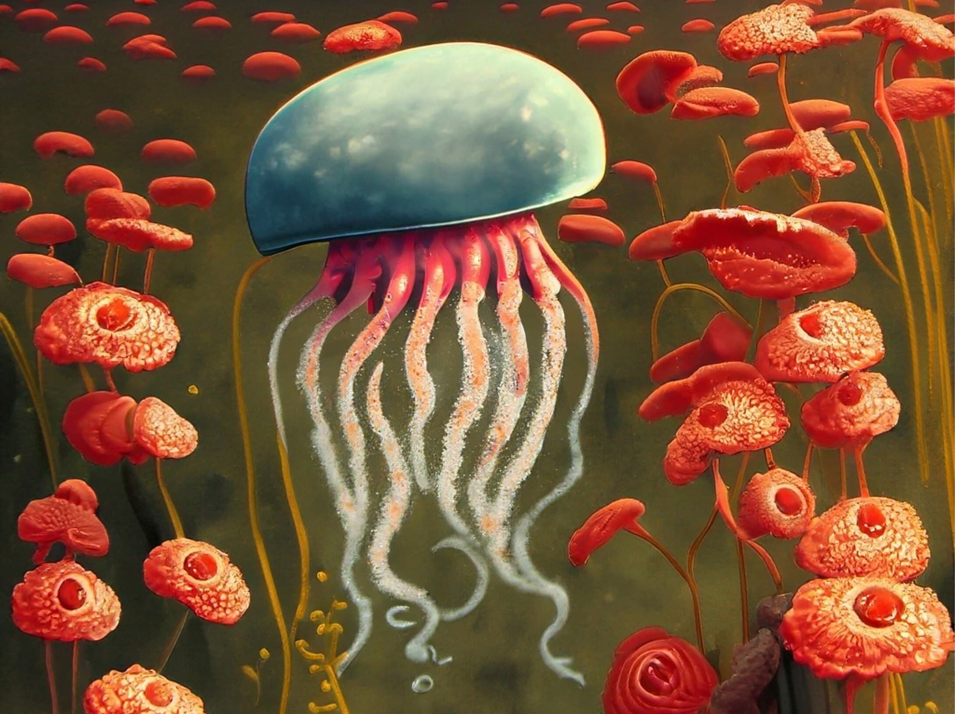 Large Decoupage Paper for Furniture - Rice Paper for Decoupage - Medusae - Decoupage Paper - White Jellyfish