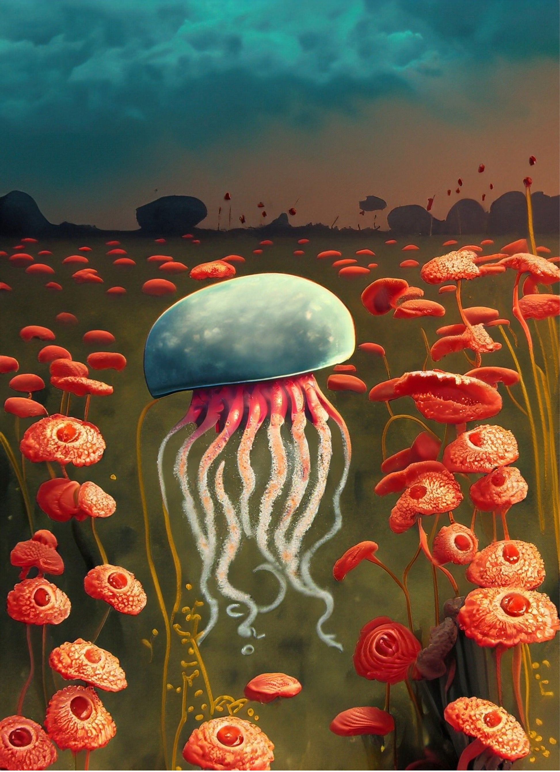 Large Decoupage Paper for Furniture - Rice Paper for Decoupage - Medusae - Decoupage Paper - White Jellyfish